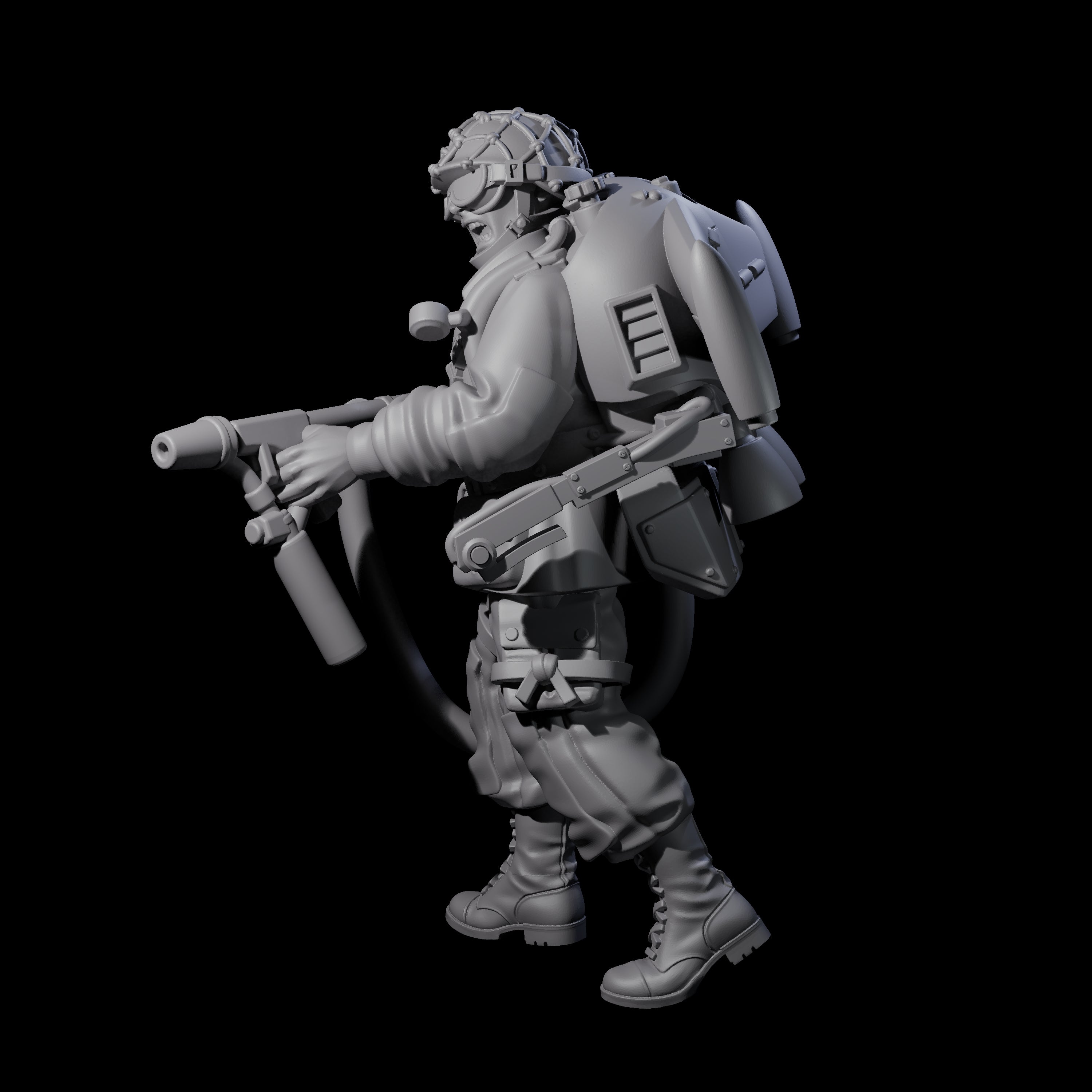 Weird War USA Scorched Jetpack Flamethrower A Miniature for Dungeons and Dragons, Pathfinder or other TTRPGs