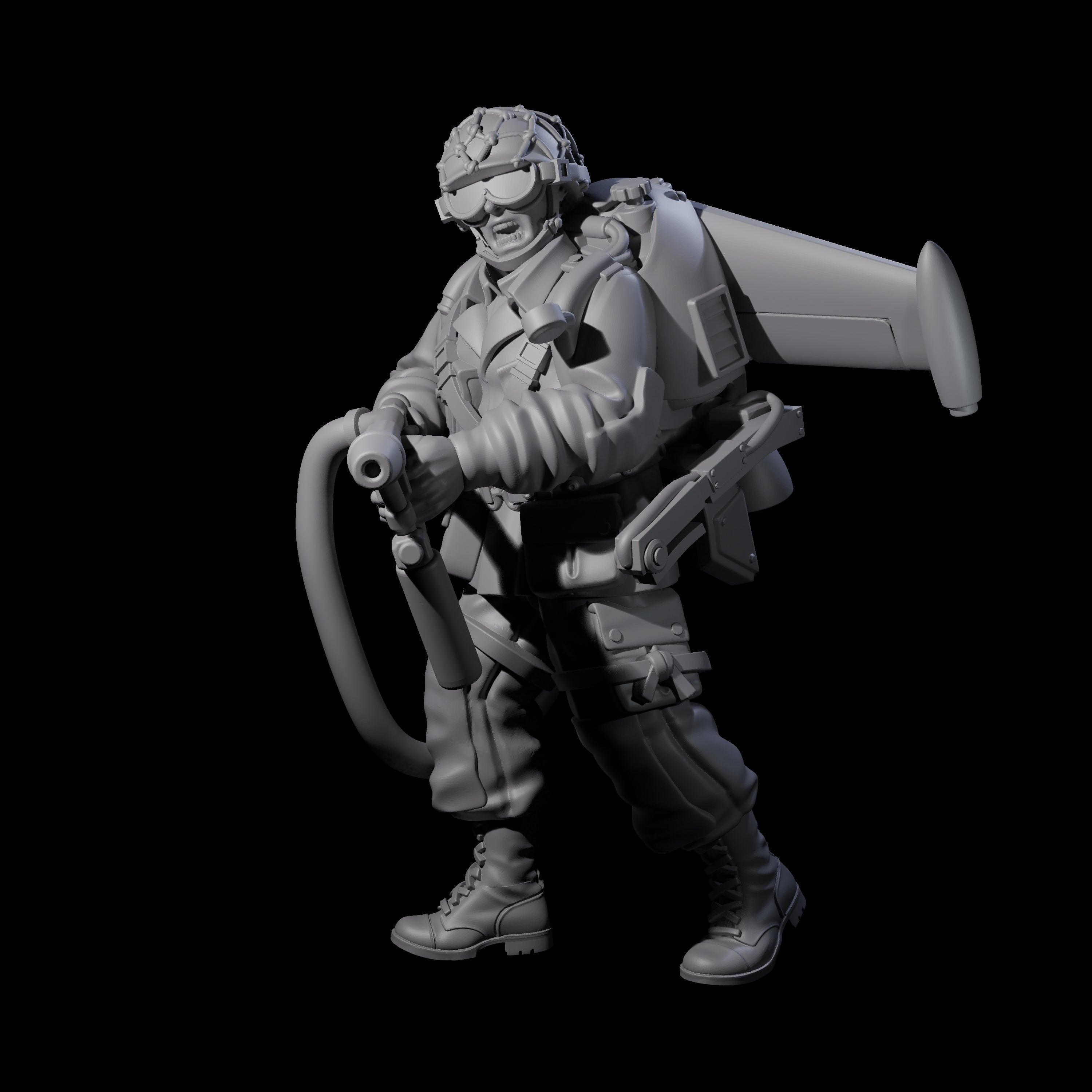 Weird War USA Scorched Jetpack Flamethrower A Miniature for Dungeons and Dragons, Pathfinder or other TTRPGs