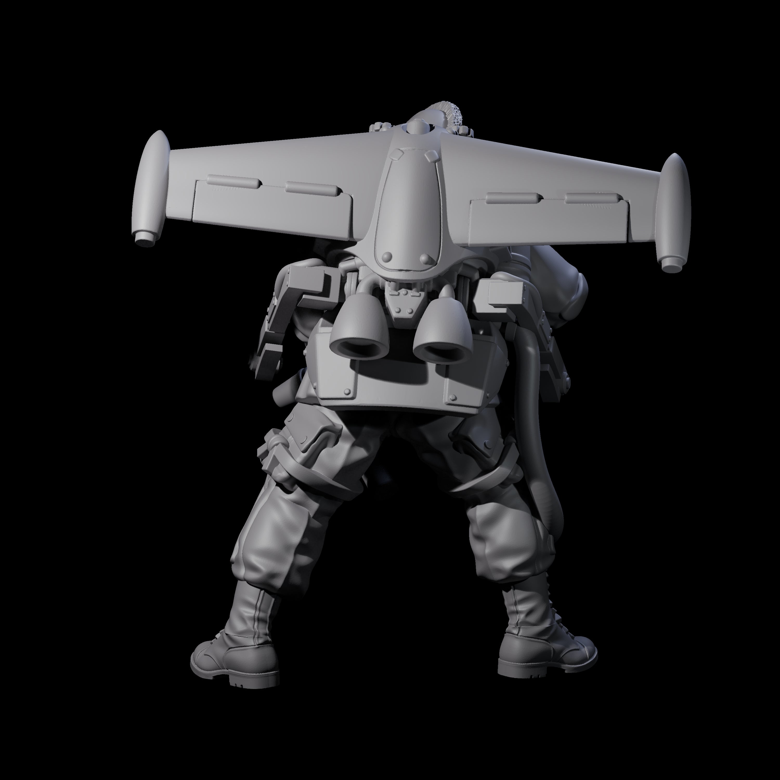 Weird War USA Scorched Jetpack Flamethrower B Miniature for Dungeons and Dragons, Pathfinder or other TTRPGs