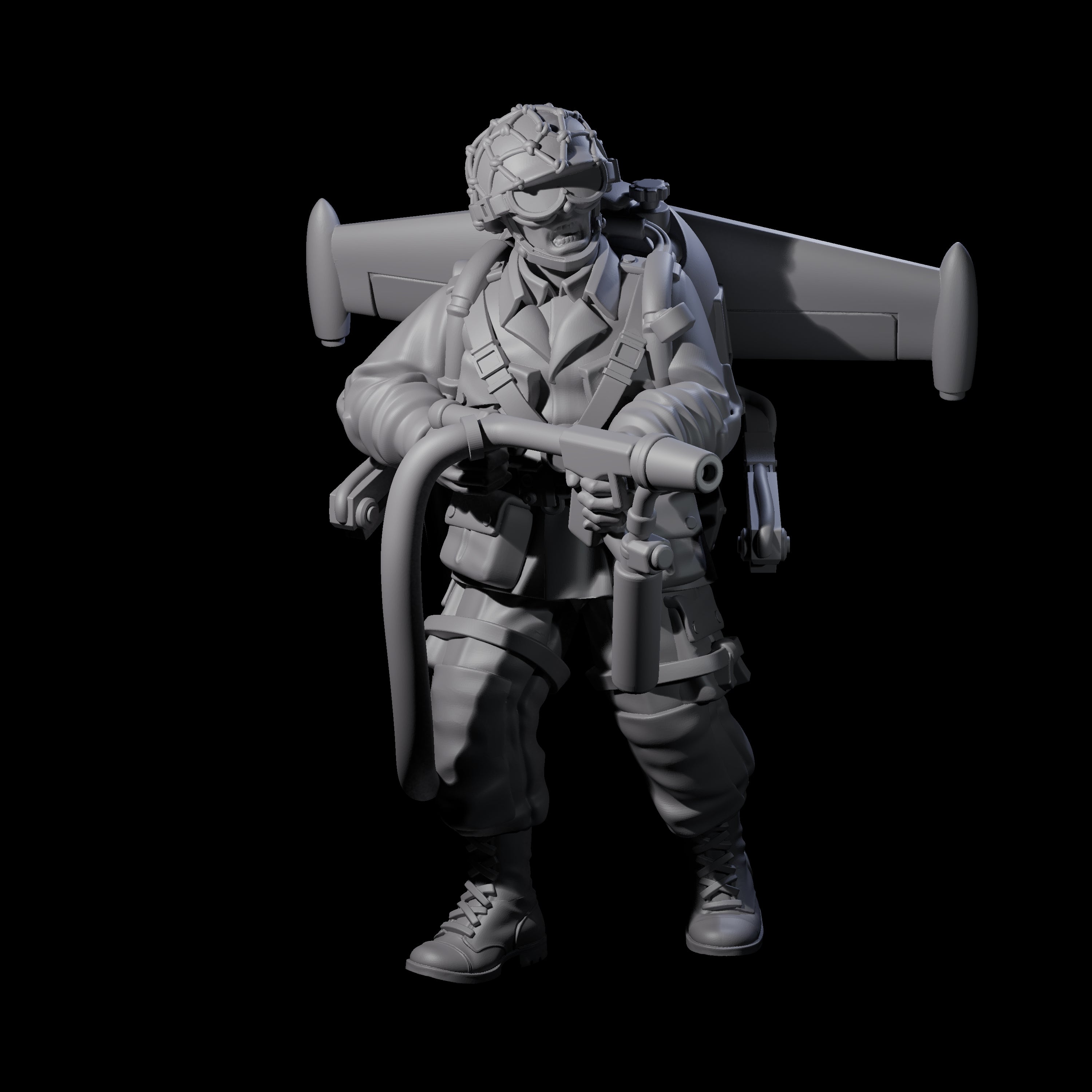 Weird War USA Scorched Jetpack Flamethrowers Miniature for Dungeons and Dragons, Pathfinder or other TTRPGs