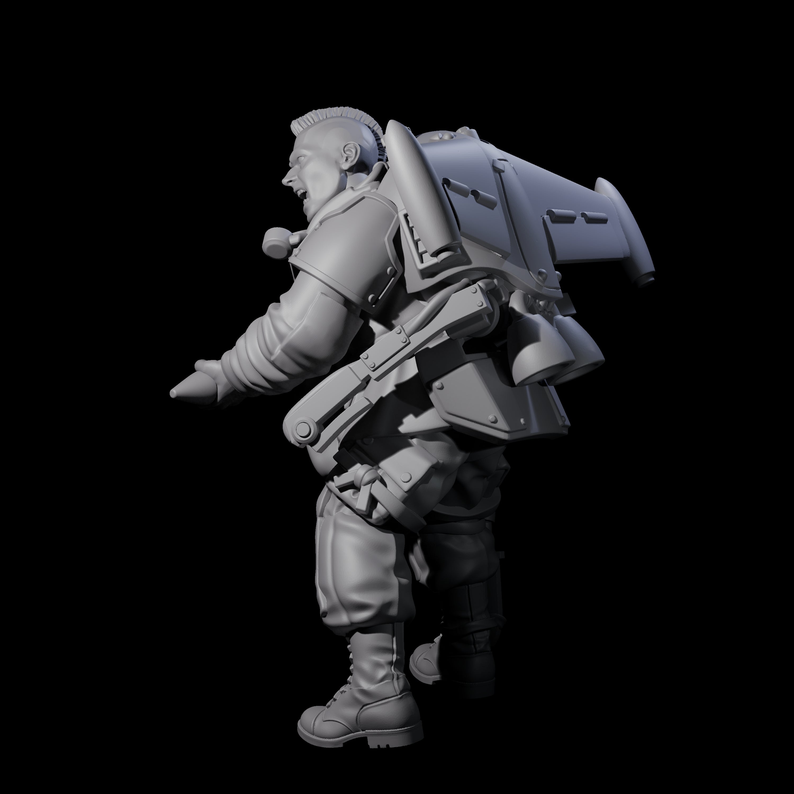 Weird War USA Taking Aim Jetpack Bazooka Member Assistant Miniature for Dungeons and Dragons, Pathfinder or other TTRPGs