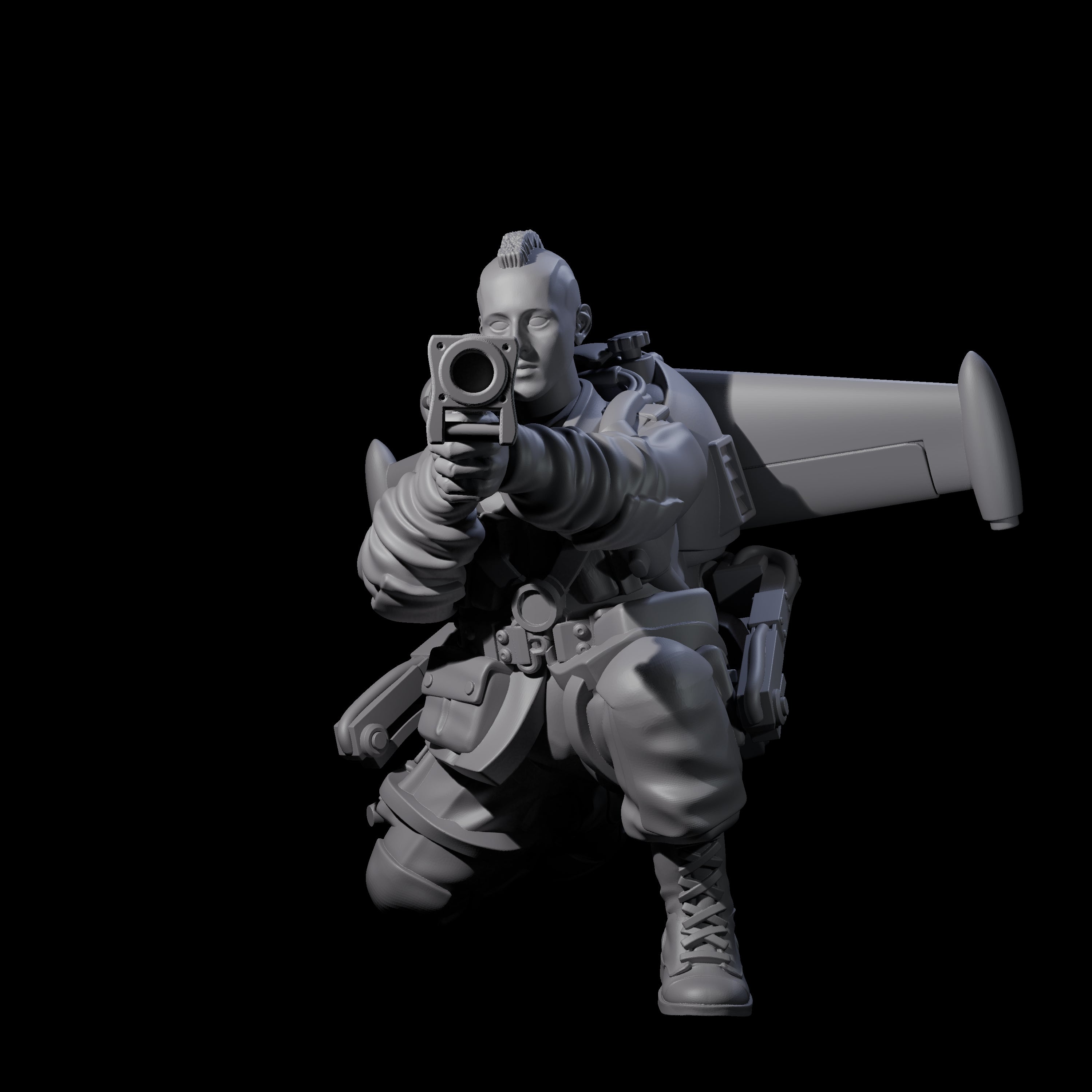 Weird War USA Taking Aim Jetpack Bazooka Teammate Gunner Miniature for Dungeons and Dragons, Pathfinder or other TTRPGs