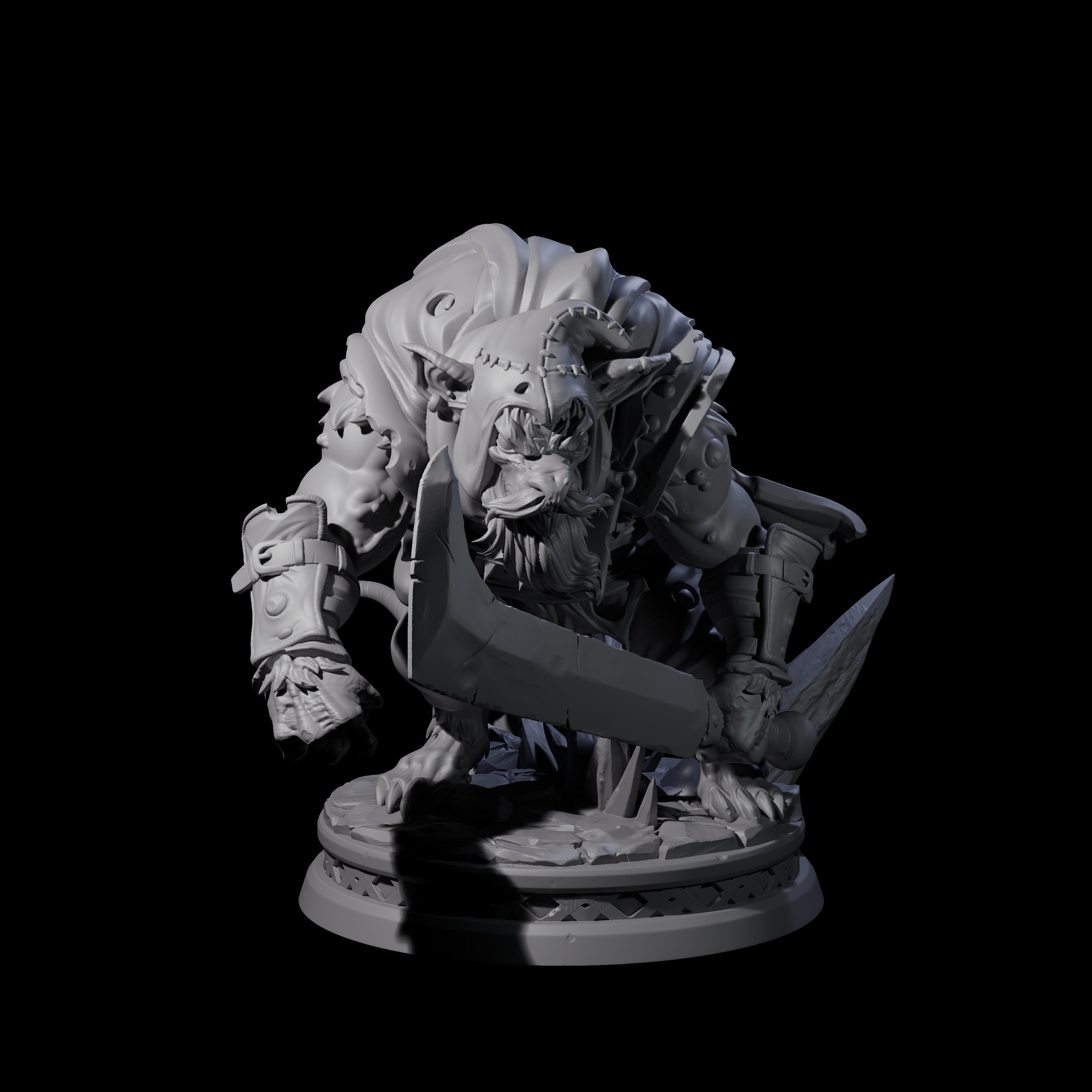Whily Old Ratfolk Fighter Miniature for Dungeons and Dragons, Pathfinder or other TTRPGs