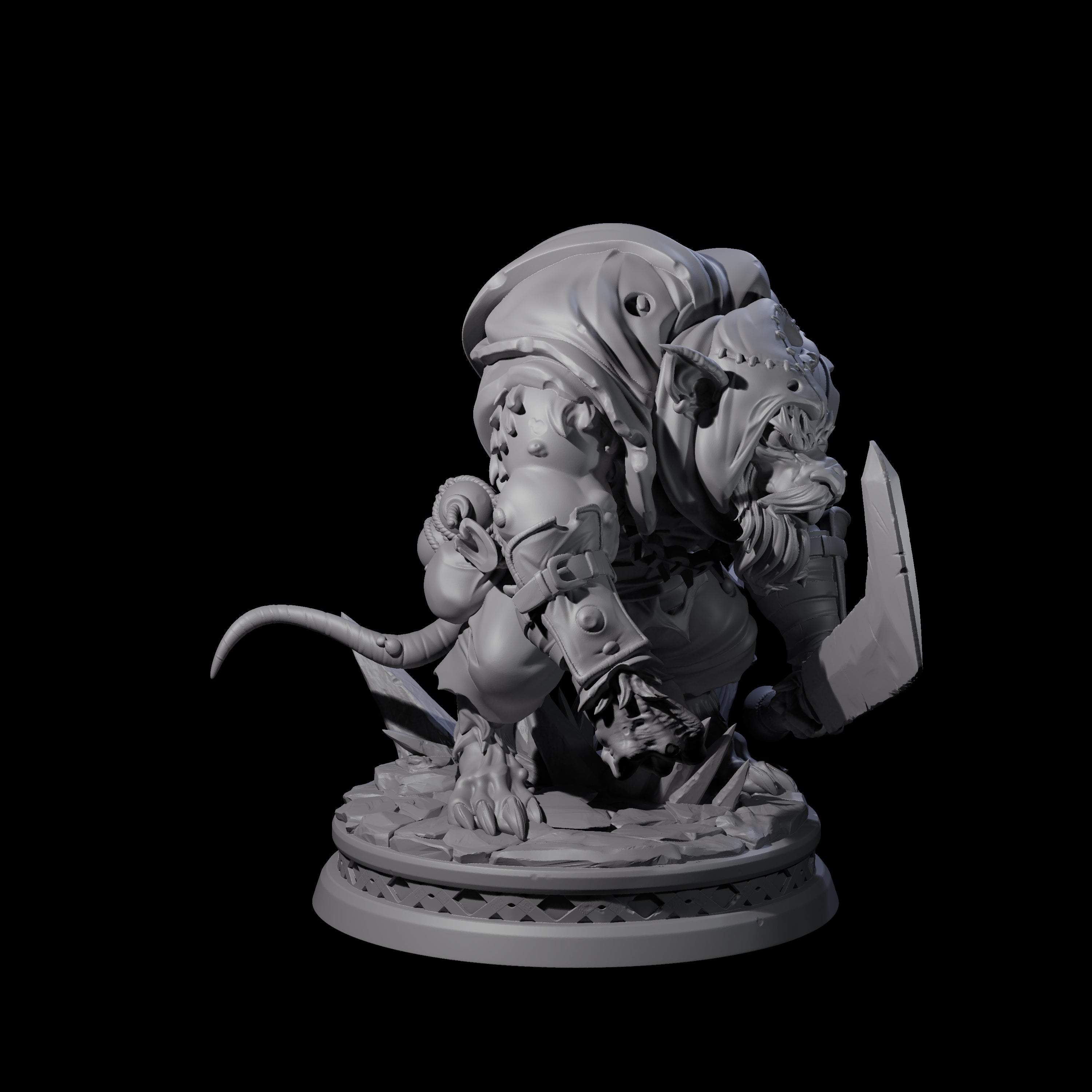 Whily Old Ratfolk Fighter Miniature for Dungeons and Dragons, Pathfinder or other TTRPGs