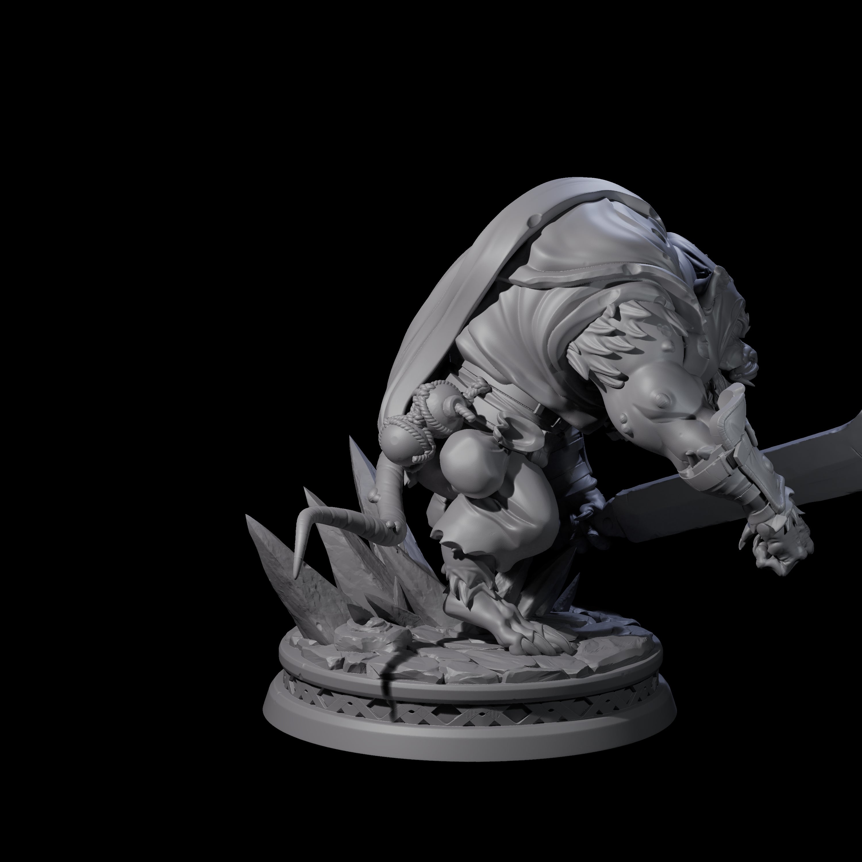 Whily Old Ratfolk Fighter Miniature for Dungeons and Dragons, Pathfinder or other TTRPGs