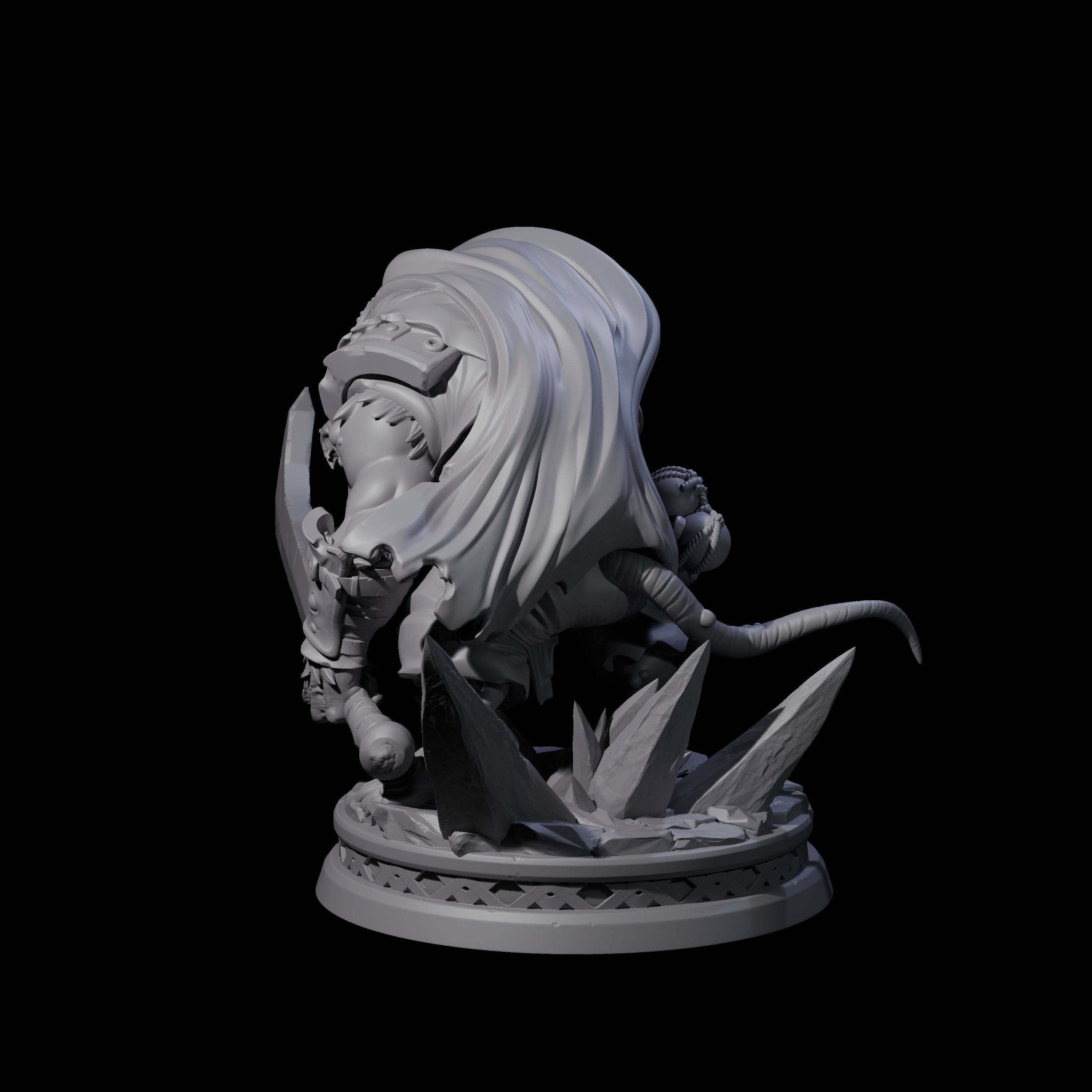 Whily Old Ratfolk Fighter Miniature for Dungeons and Dragons, Pathfinder or other TTRPGs