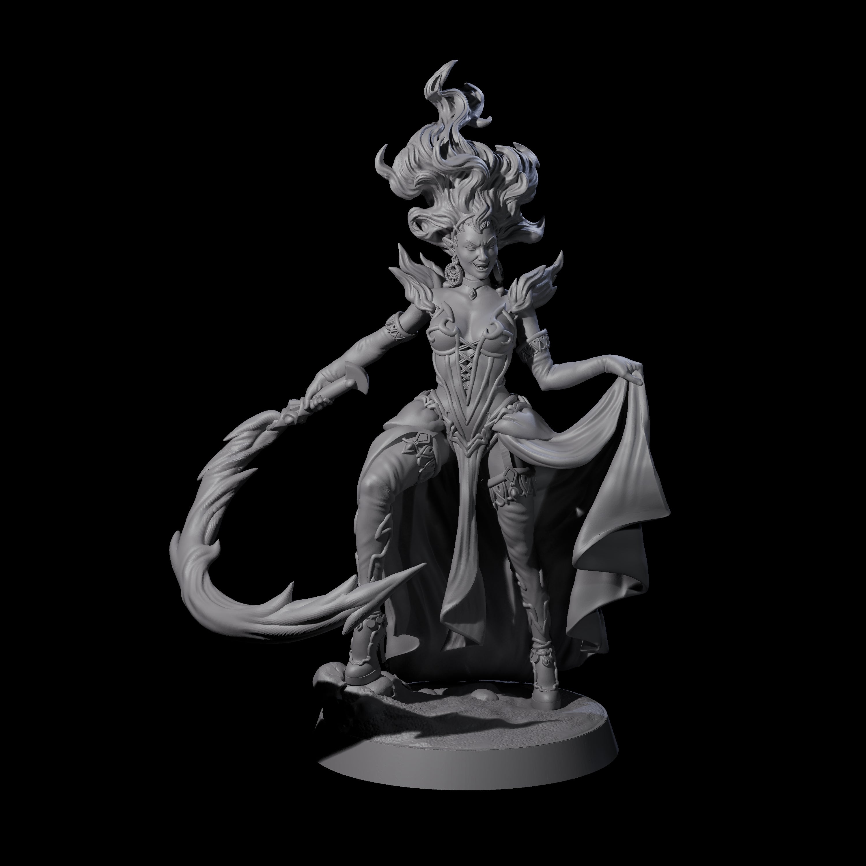 Whip Cracking Magical Countess Miniature for Dungeons and Dragons, Pathfinder or other TTRPGs
