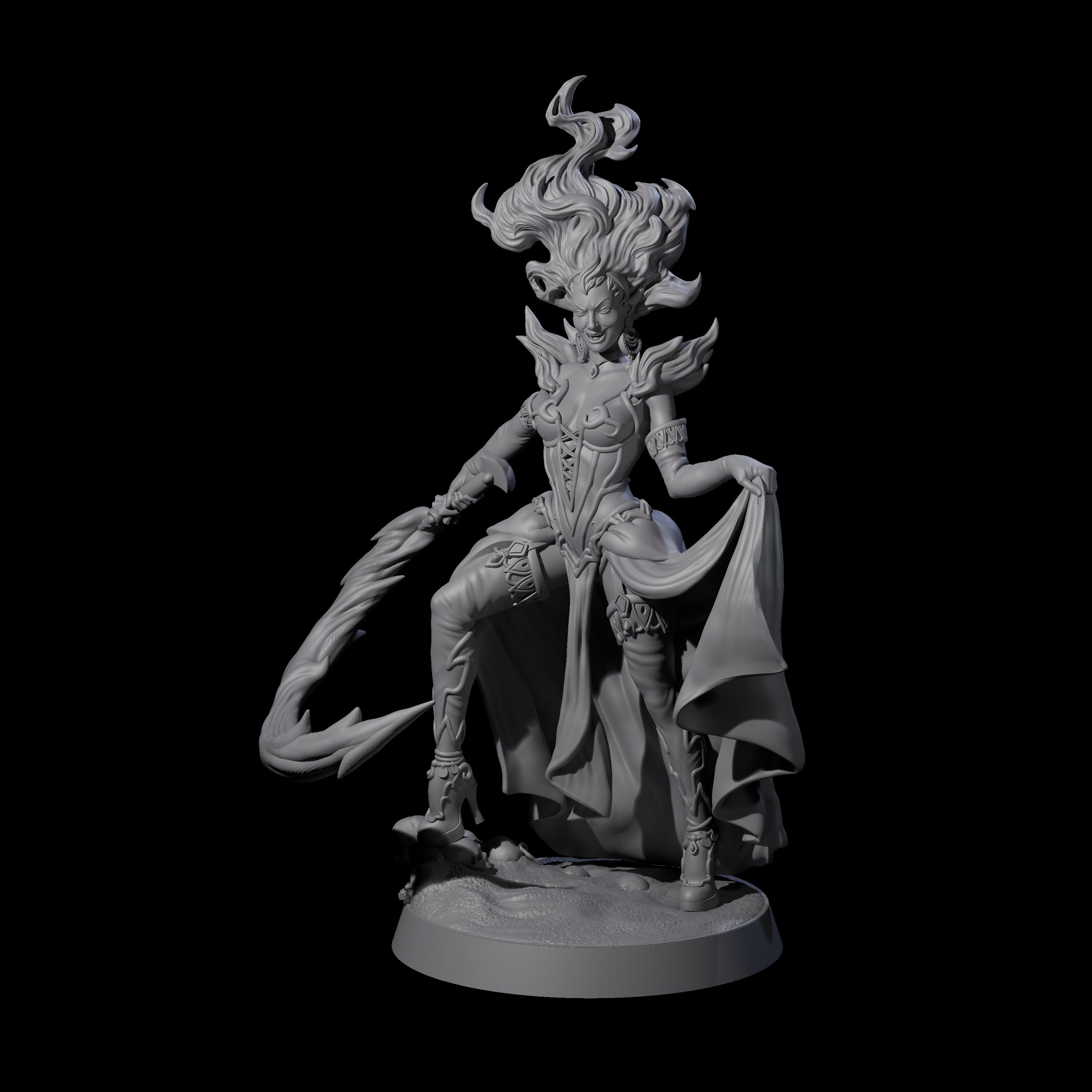 Whip Cracking Magical Countess Miniature for Dungeons and Dragons, Pathfinder or other TTRPGs