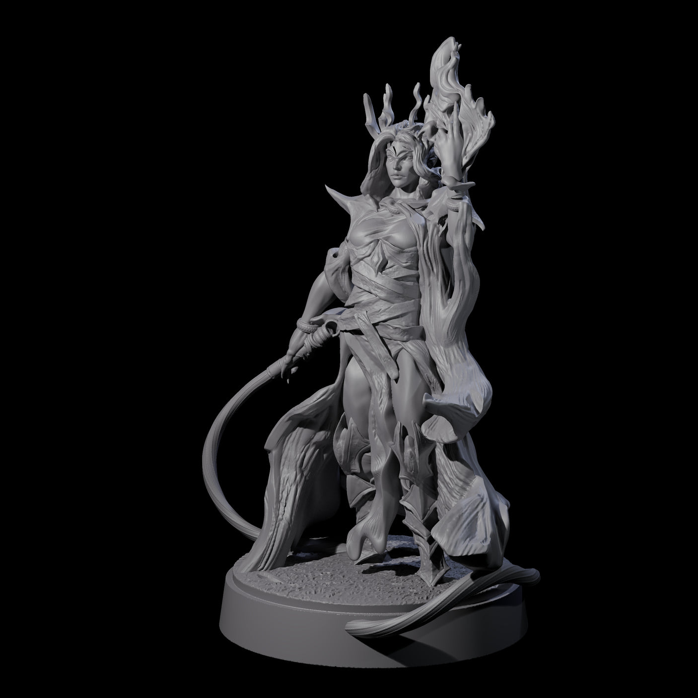 Whip Cracking Runeweaver Miniature for Dungeons and Dragons, Pathfinder or other TTRPGs