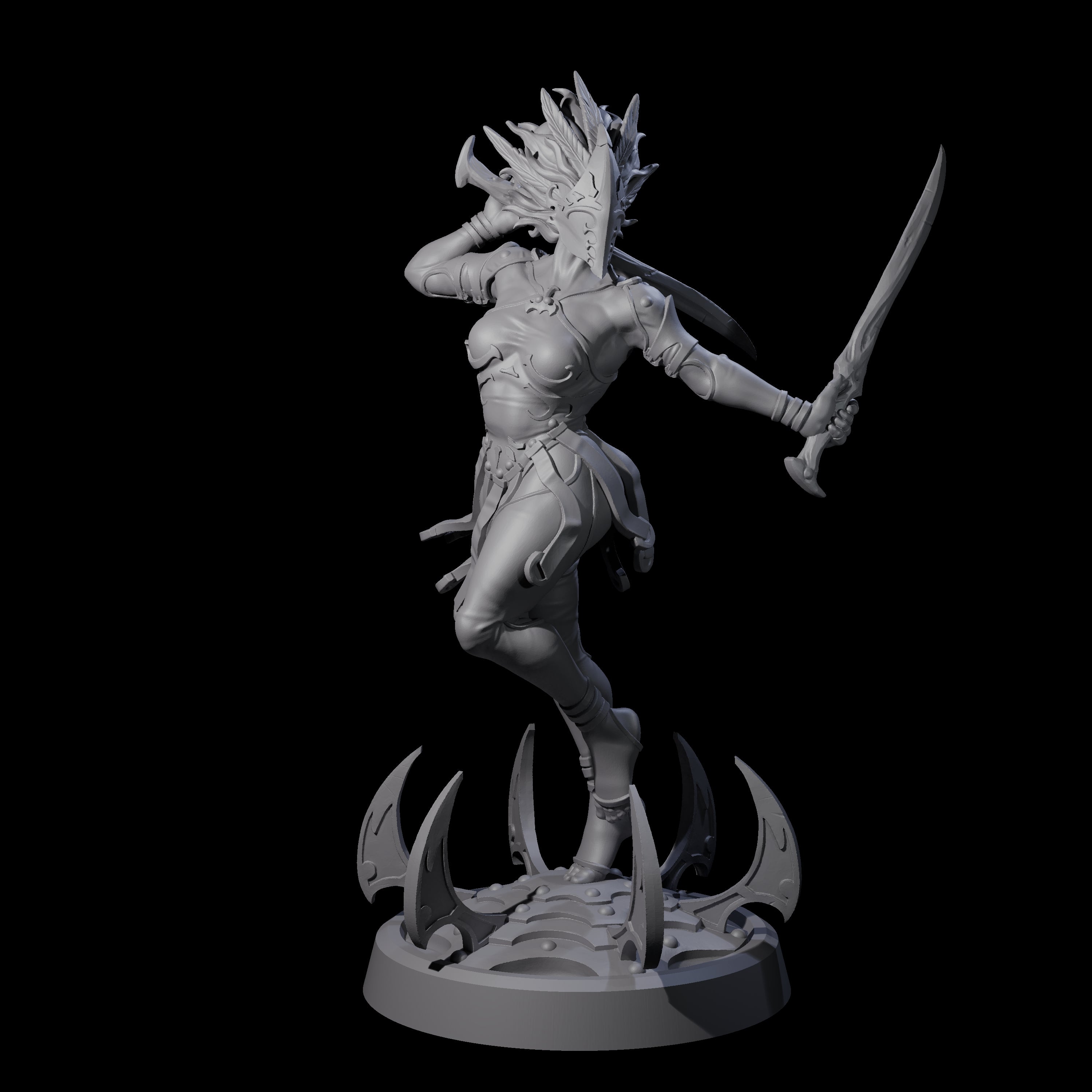 Whirling Human Blade Dancer Miniature for Dungeons and Dragons, Pathfinder or other TTRPGs