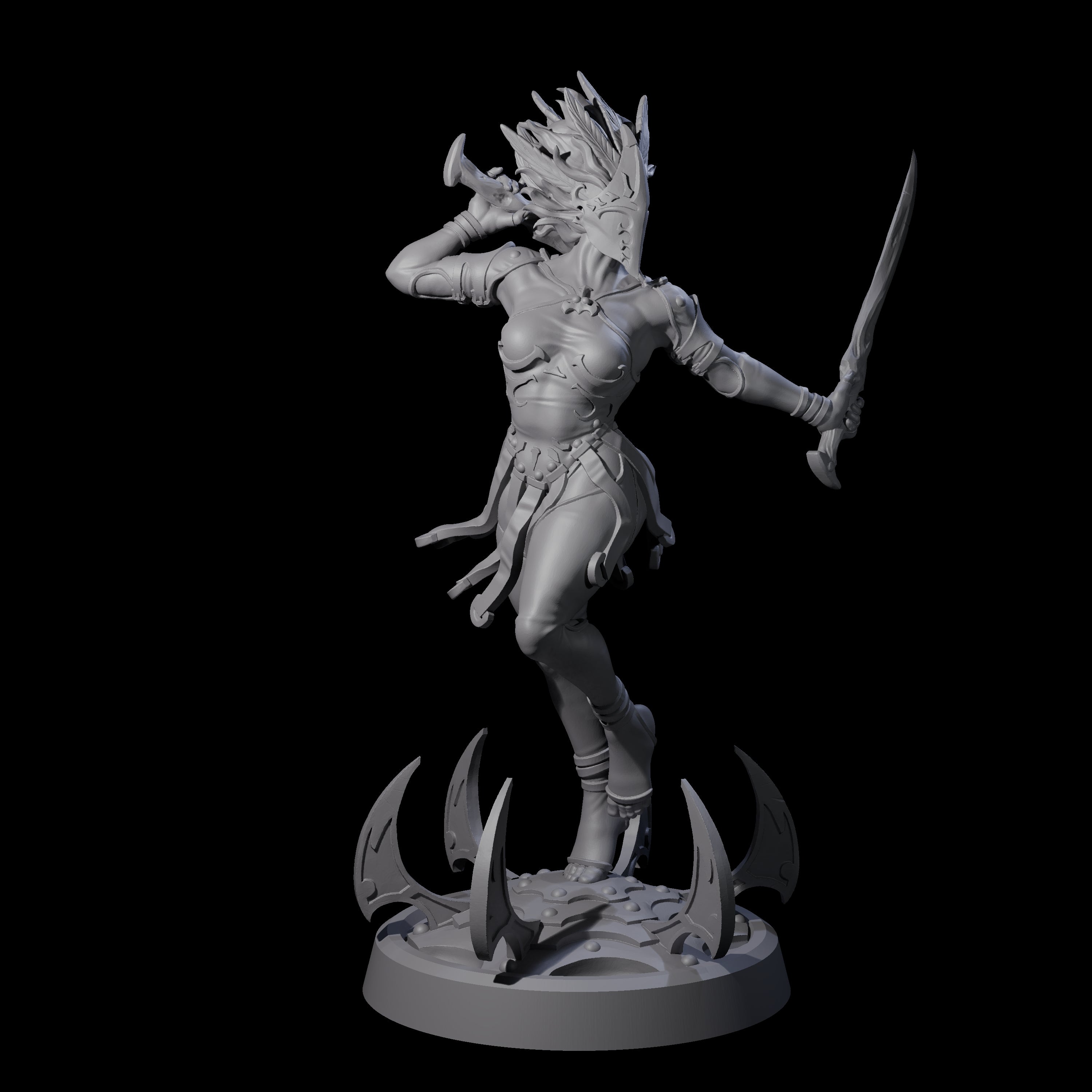 Whirling Human Blade Dancer Miniature for Dungeons and Dragons, Pathfinder or other TTRPGs
