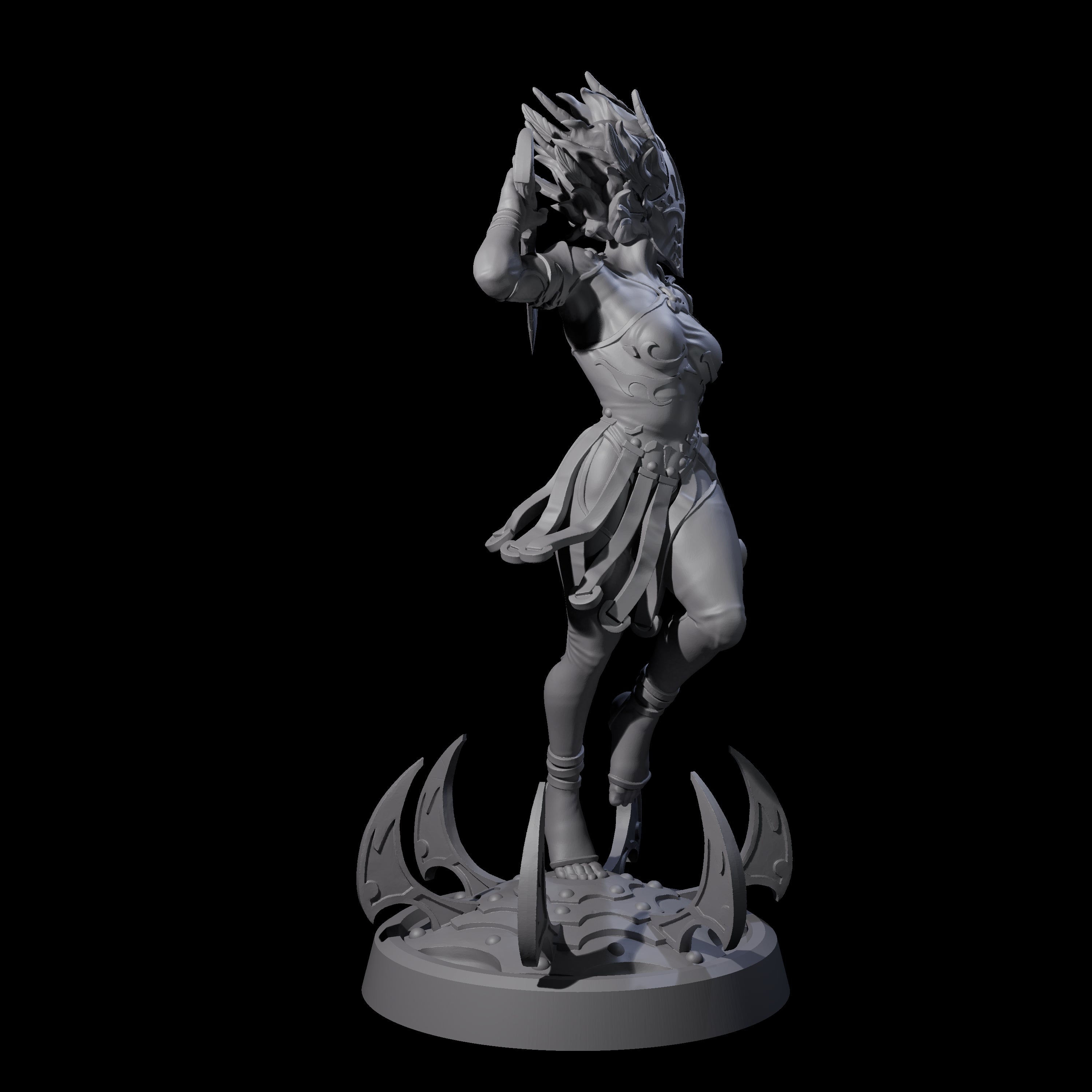 Whirling Human Blade Dancer Miniature for Dungeons and Dragons, Pathfinder or other TTRPGs