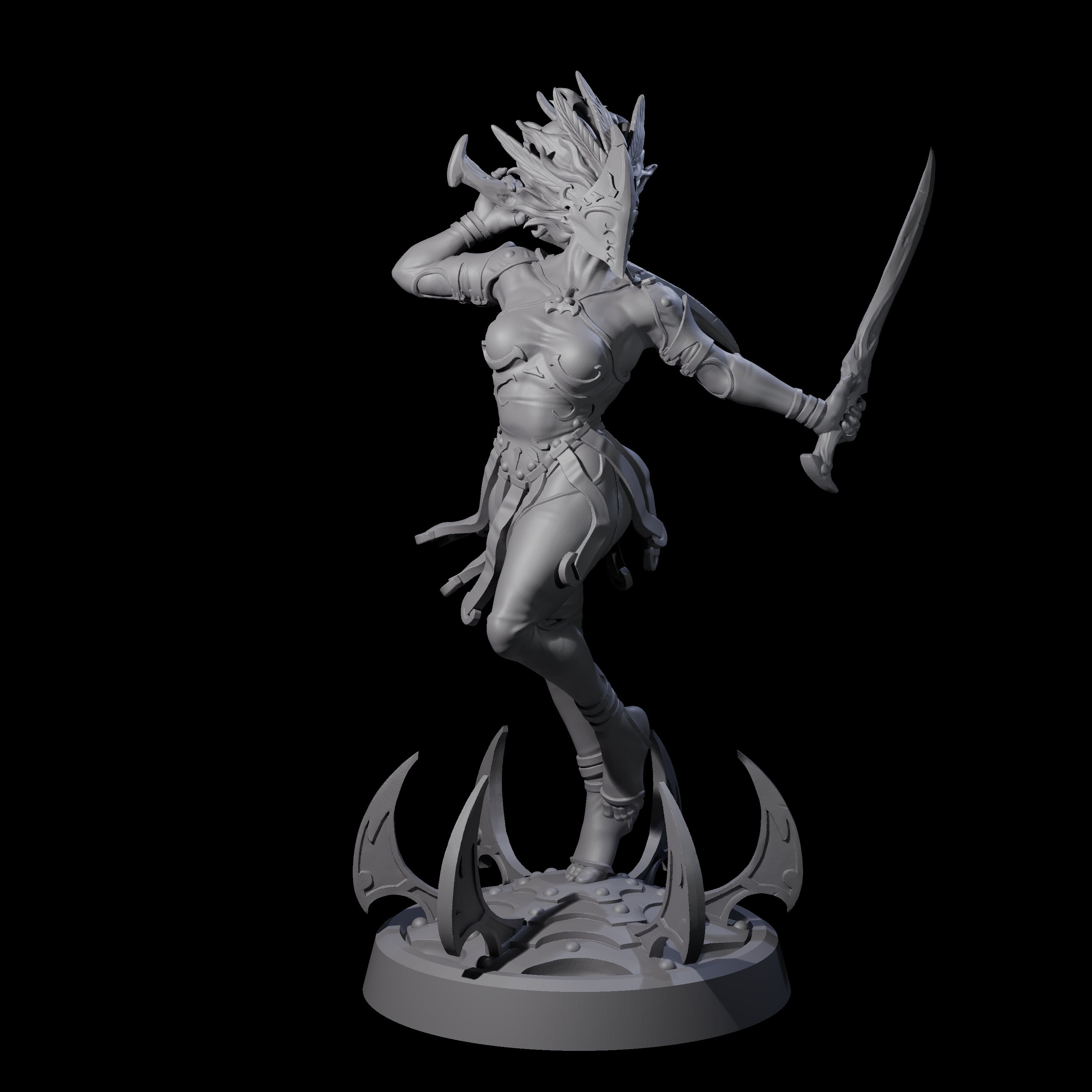 Whirling Human Blade Dancer Miniature for Dungeons and Dragons, Pathfinder or other TTRPGs