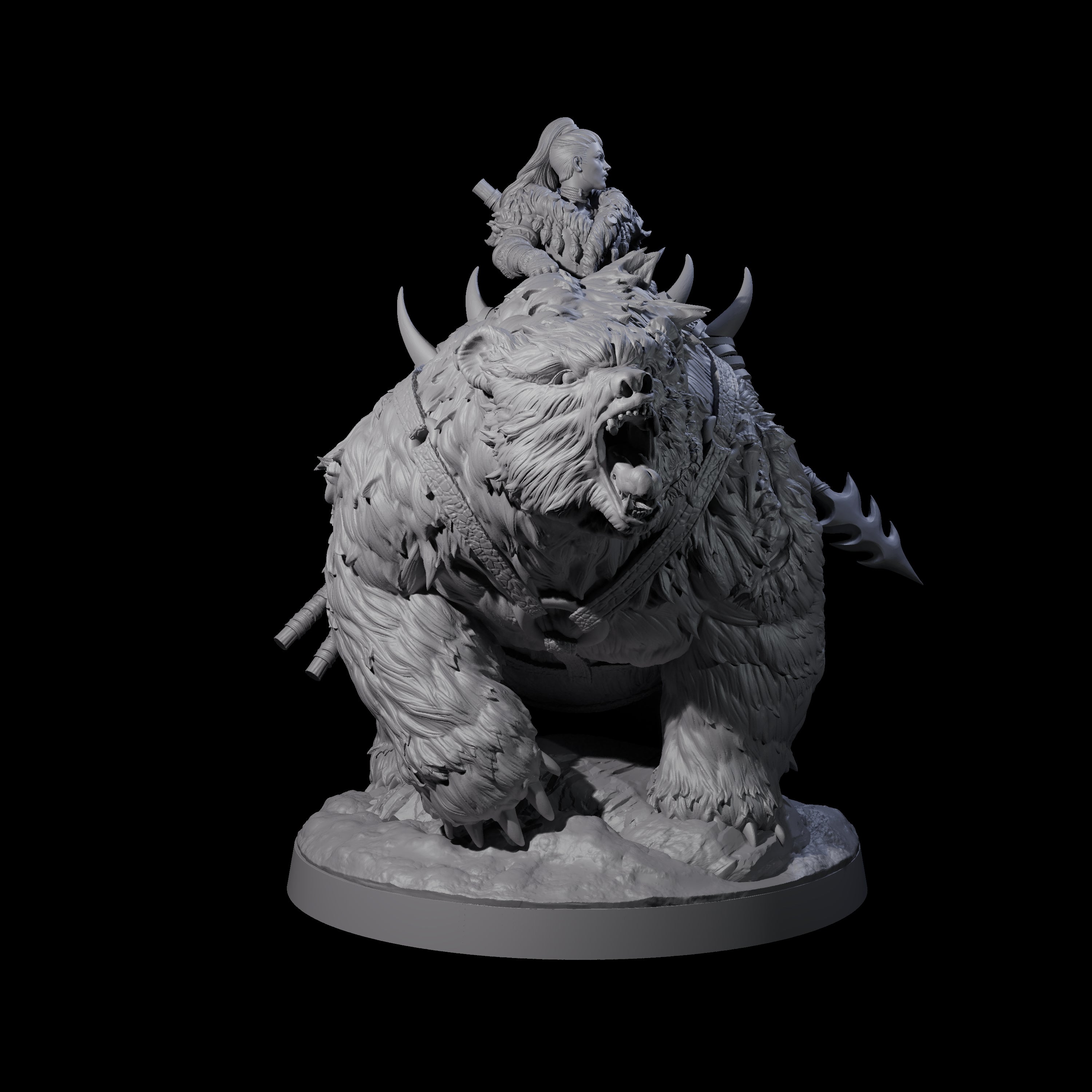 Wild Bear Rider A Miniature for Dungeons and Dragons, Pathfinder or other TTRPGs