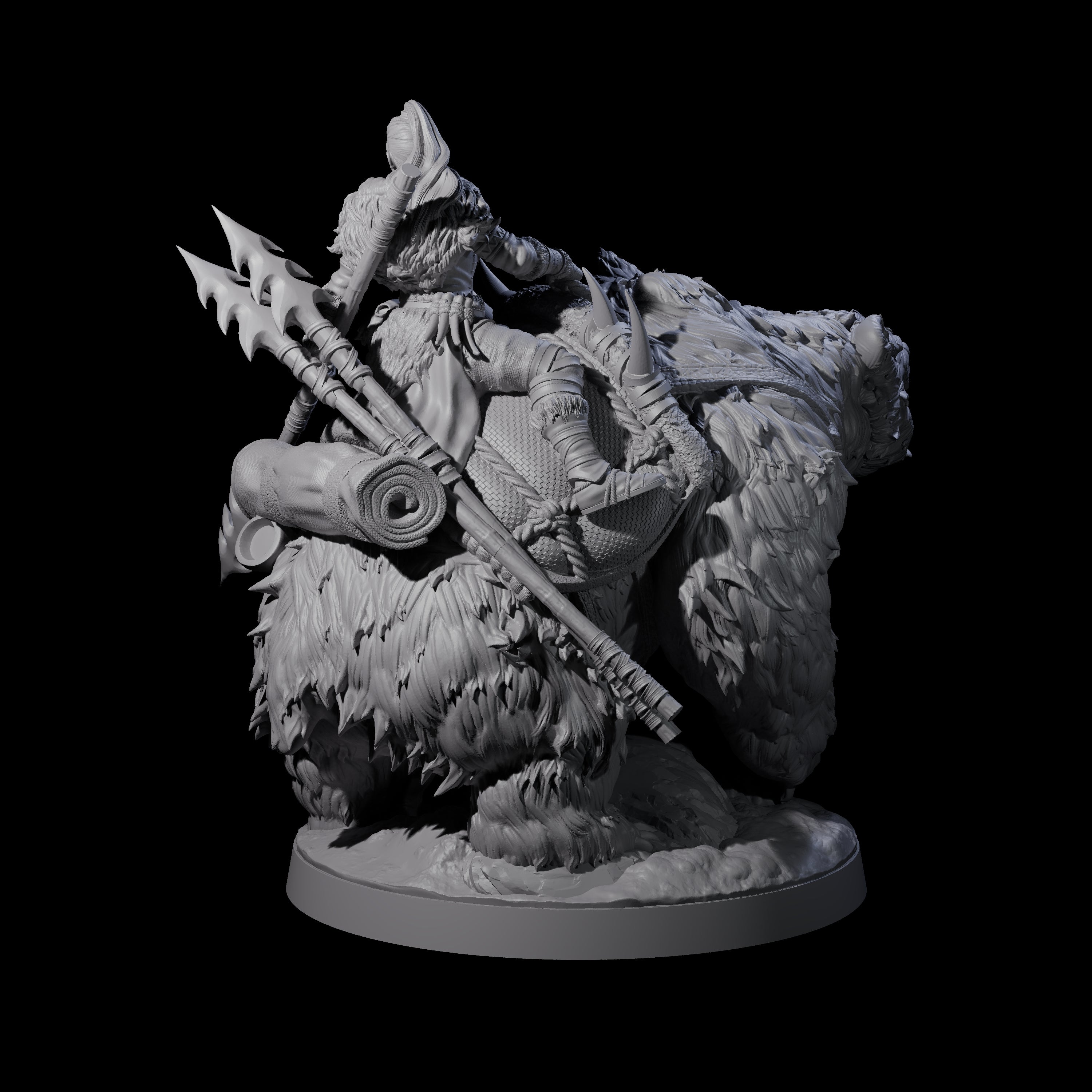 Wild Bear Rider A Miniature for Dungeons and Dragons, Pathfinder or other TTRPGs