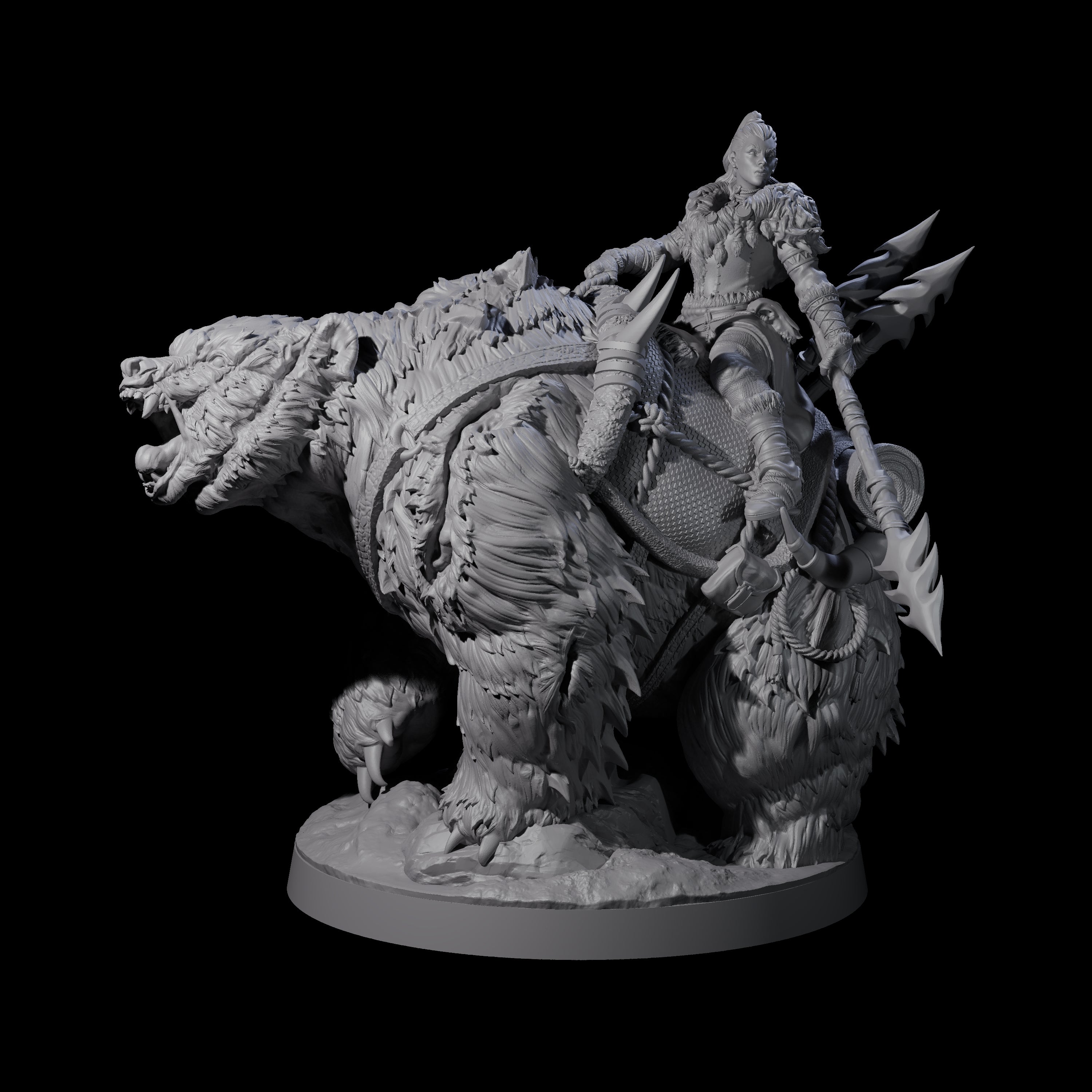 Wild Bear Rider A Miniature for Dungeons and Dragons, Pathfinder or other TTRPGs