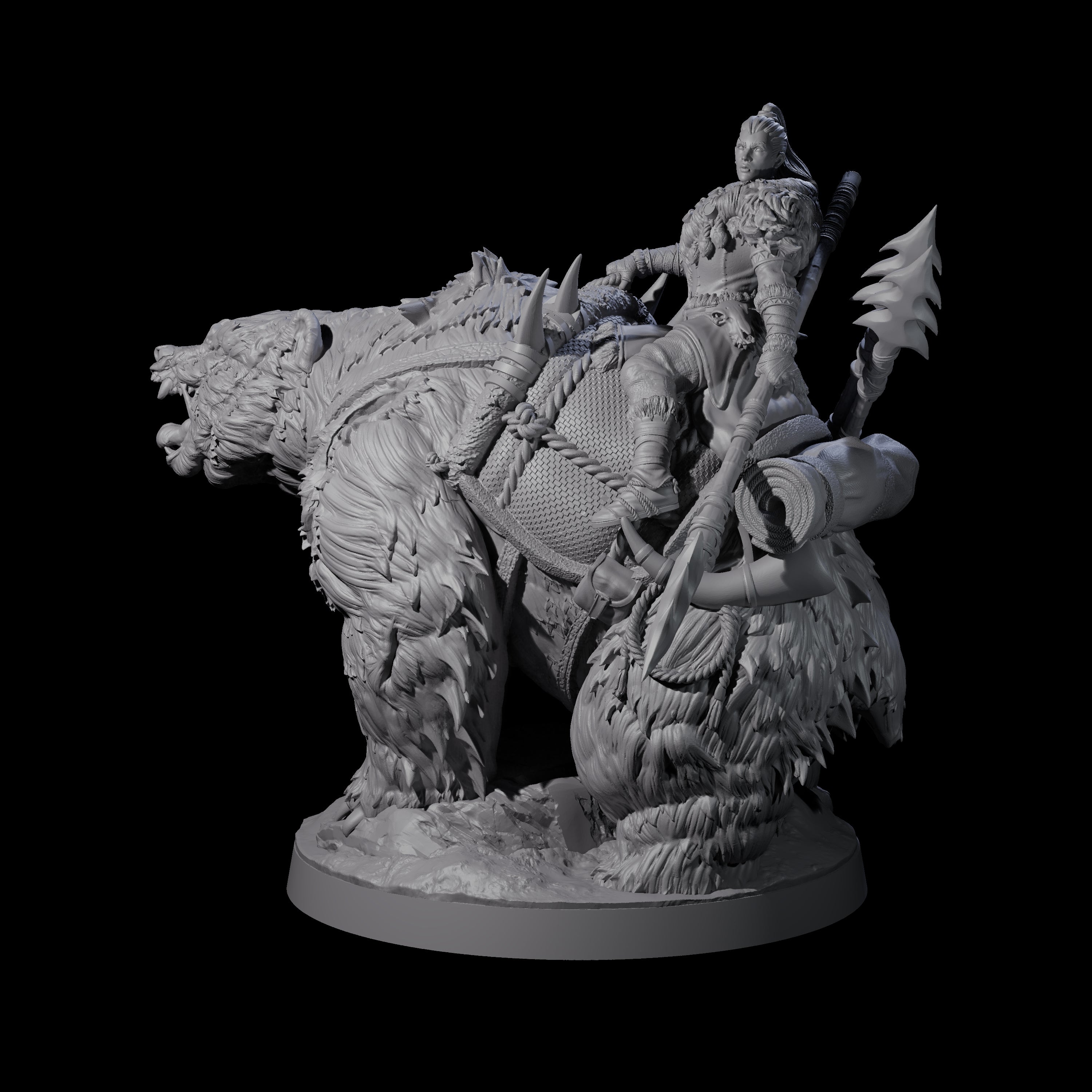 Wild Bear Rider A Miniature for Dungeons and Dragons, Pathfinder or other TTRPGs