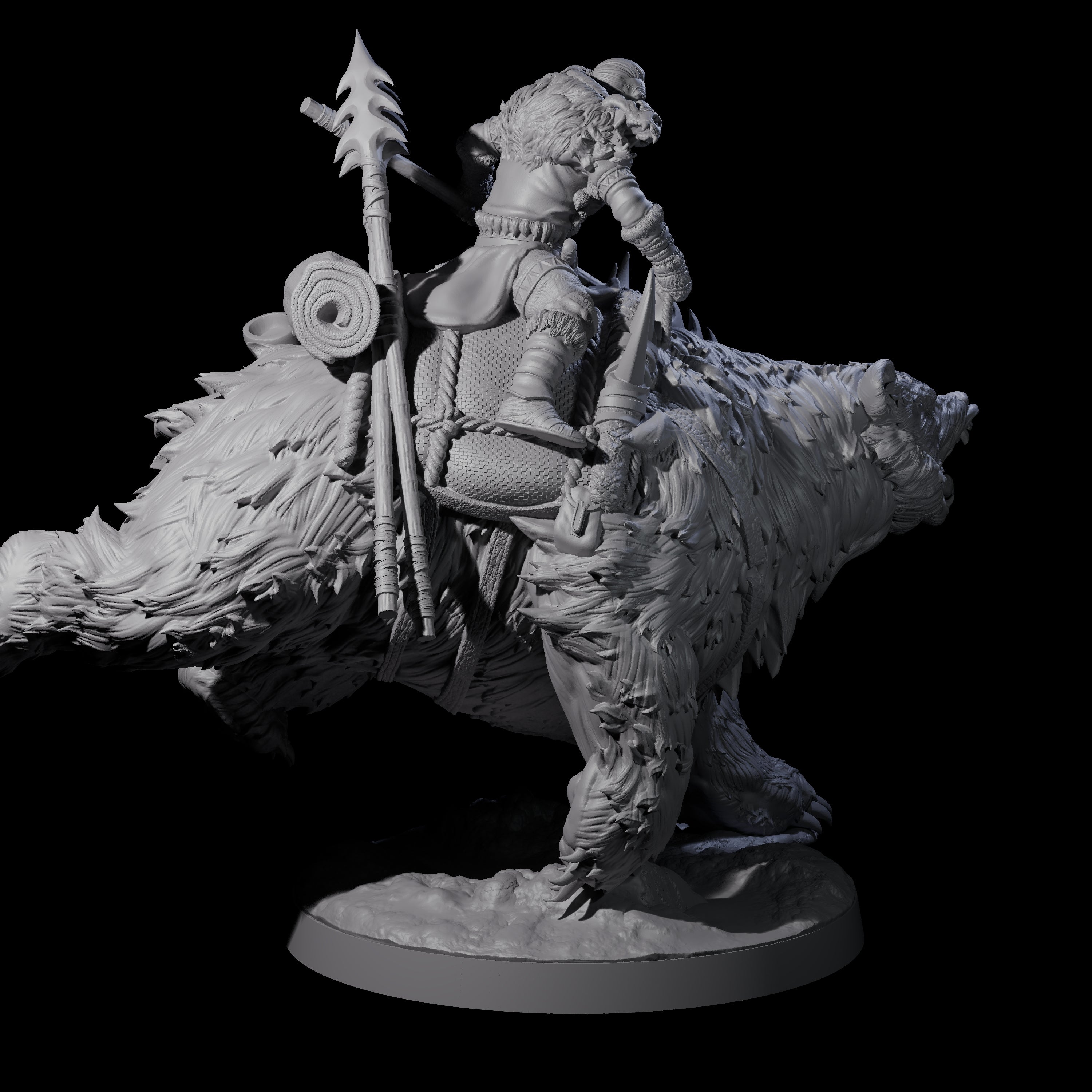 Wild Bear Rider B Miniature for Dungeons and Dragons, Pathfinder or other TTRPGs