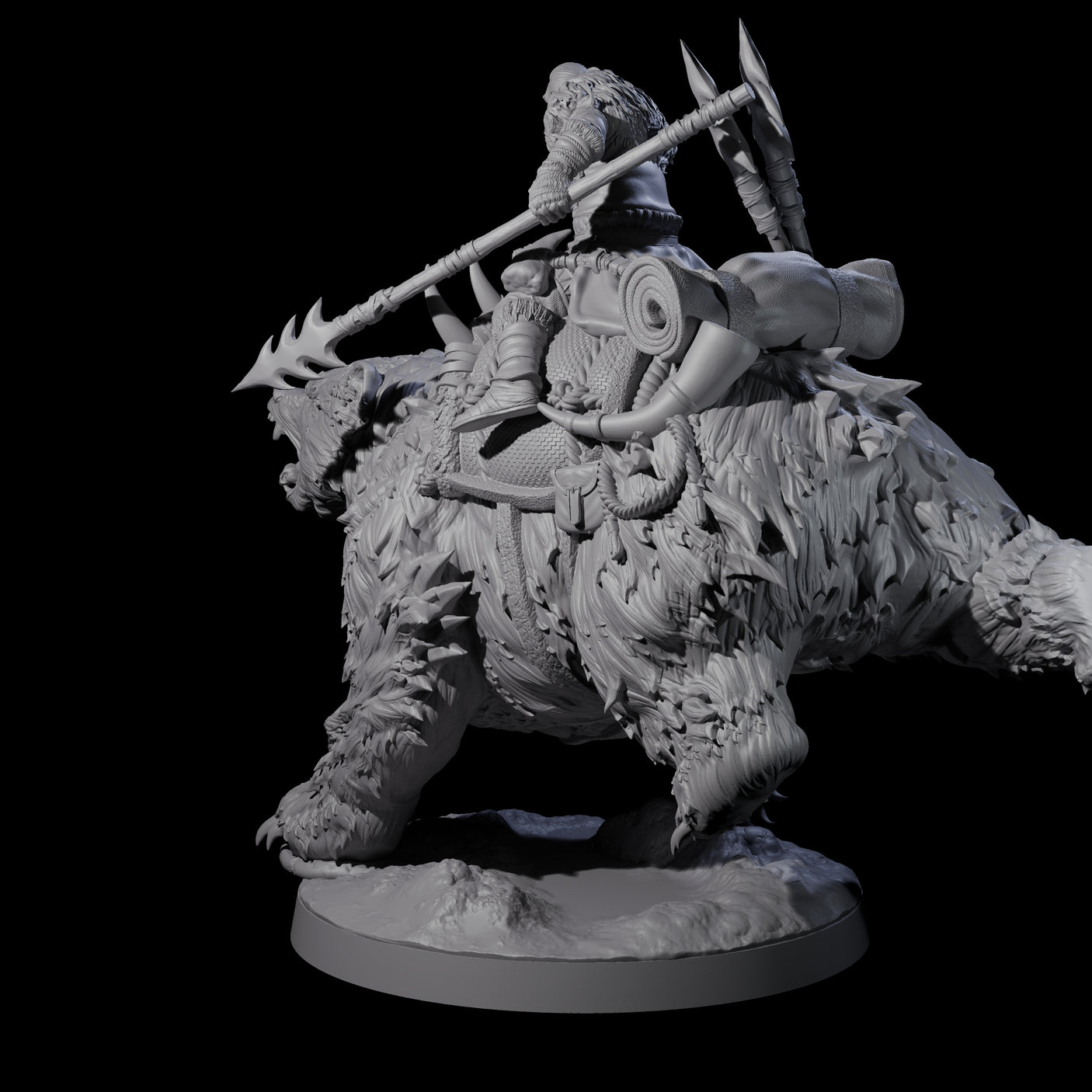 Wild Bear Rider B Miniature for Dungeons and Dragons, Pathfinder or other TTRPGs