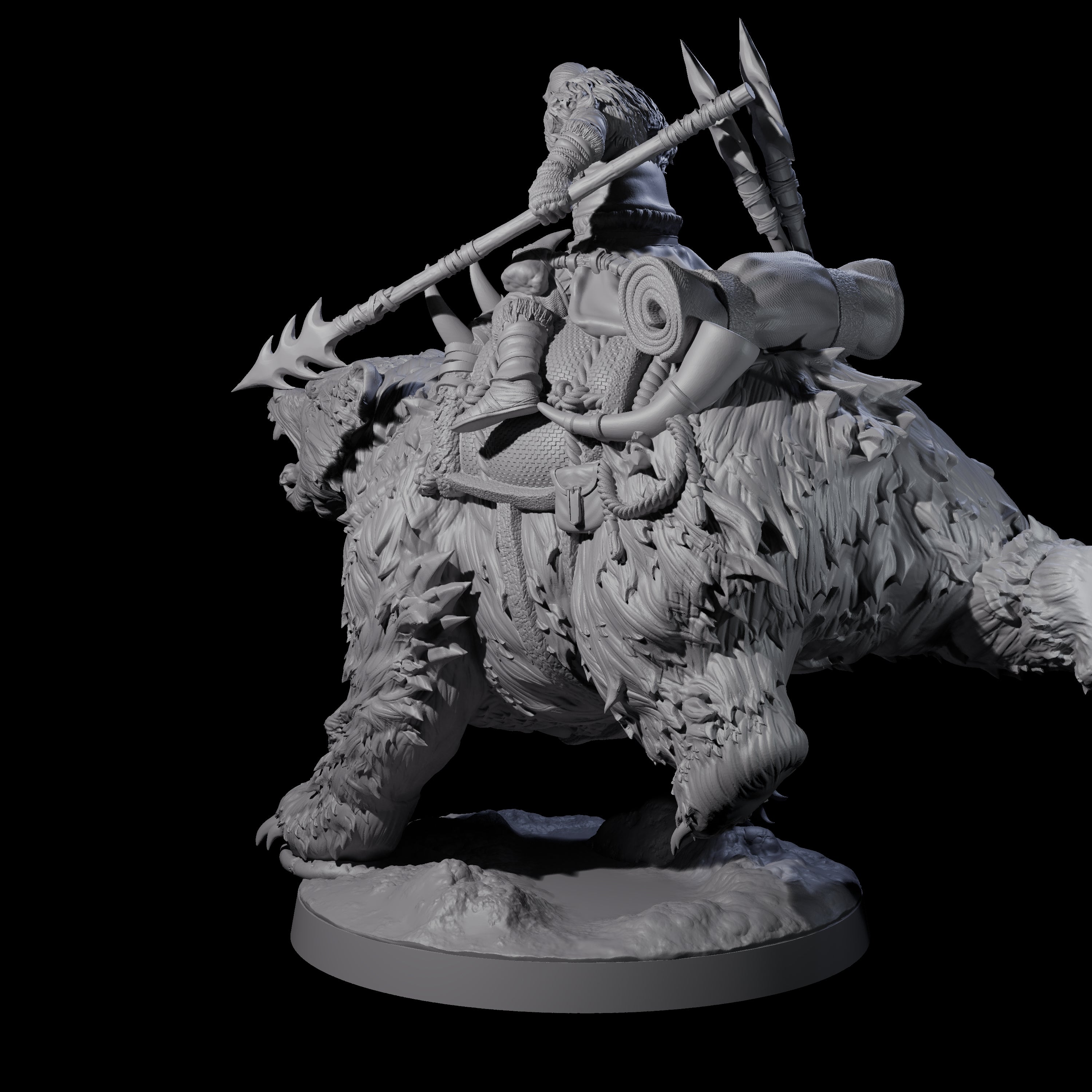 Wild Bear Rider B Miniature for Dungeons and Dragons, Pathfinder or other TTRPGs