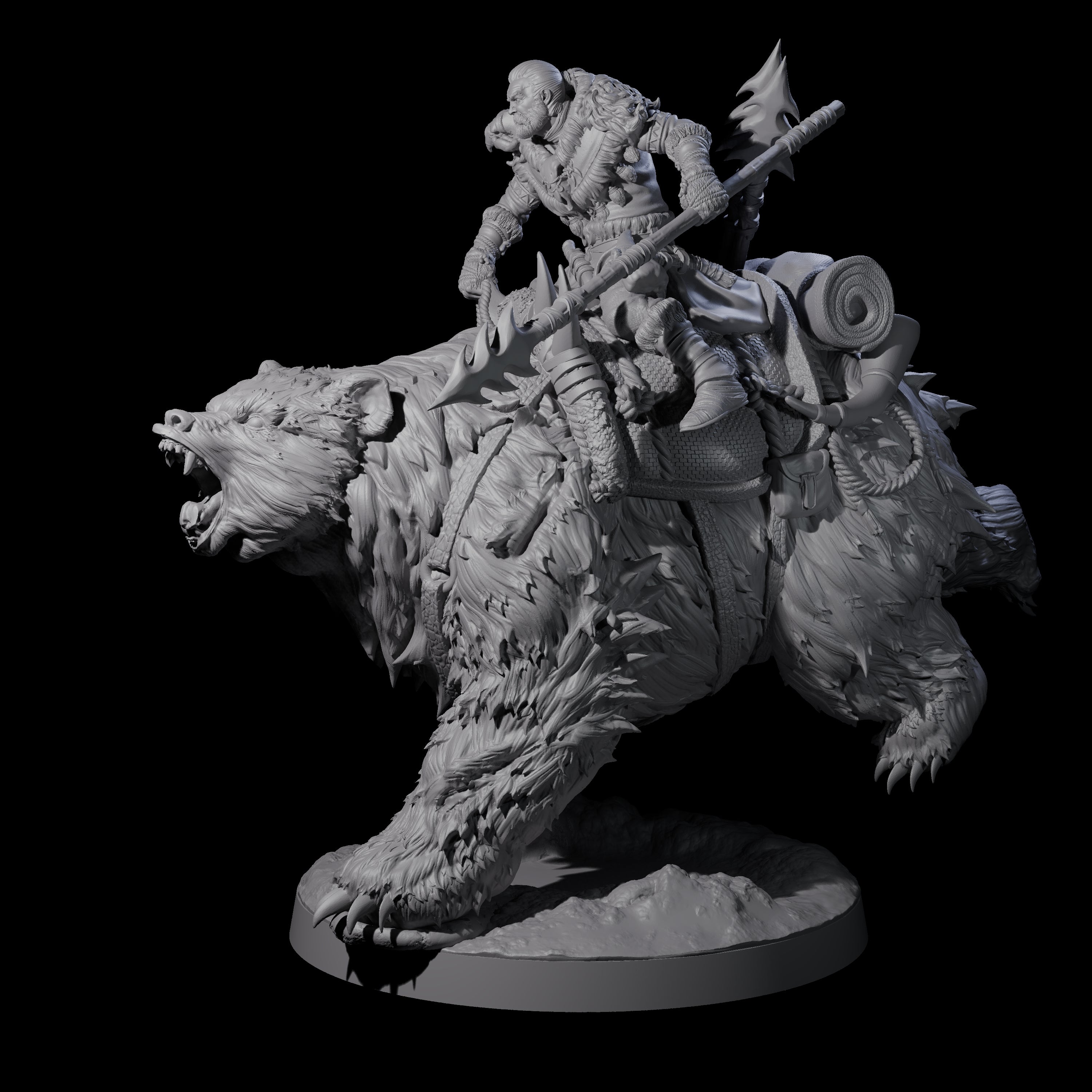 Wild Bear Rider B Miniature for Dungeons and Dragons, Pathfinder or other TTRPGs