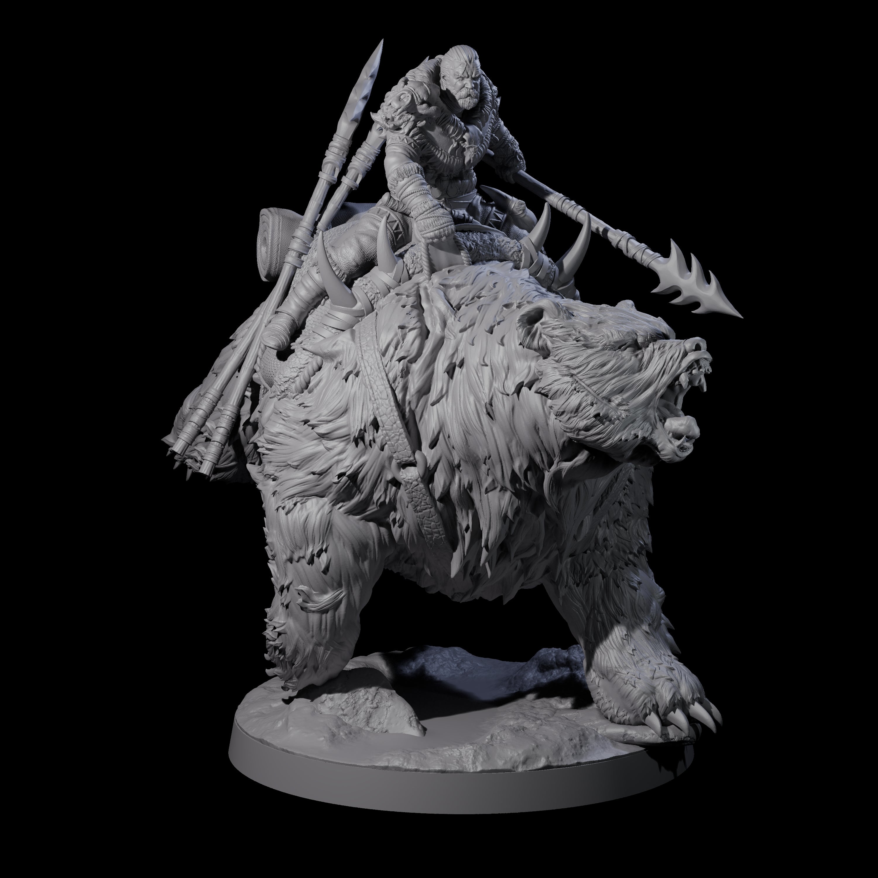 Wild Bear Rider B Miniature for Dungeons and Dragons, Pathfinder or other TTRPGs