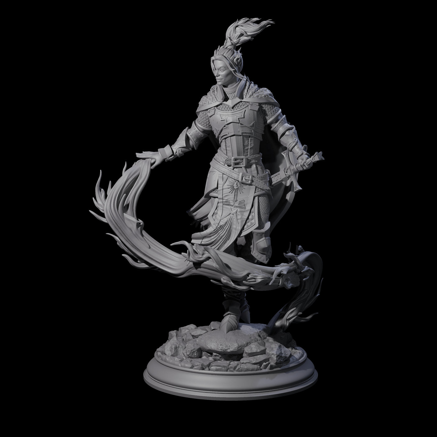 Windswept Elf Spellcaster Miniature for Dungeons and Dragons, Pathfinder or other TTRPGs