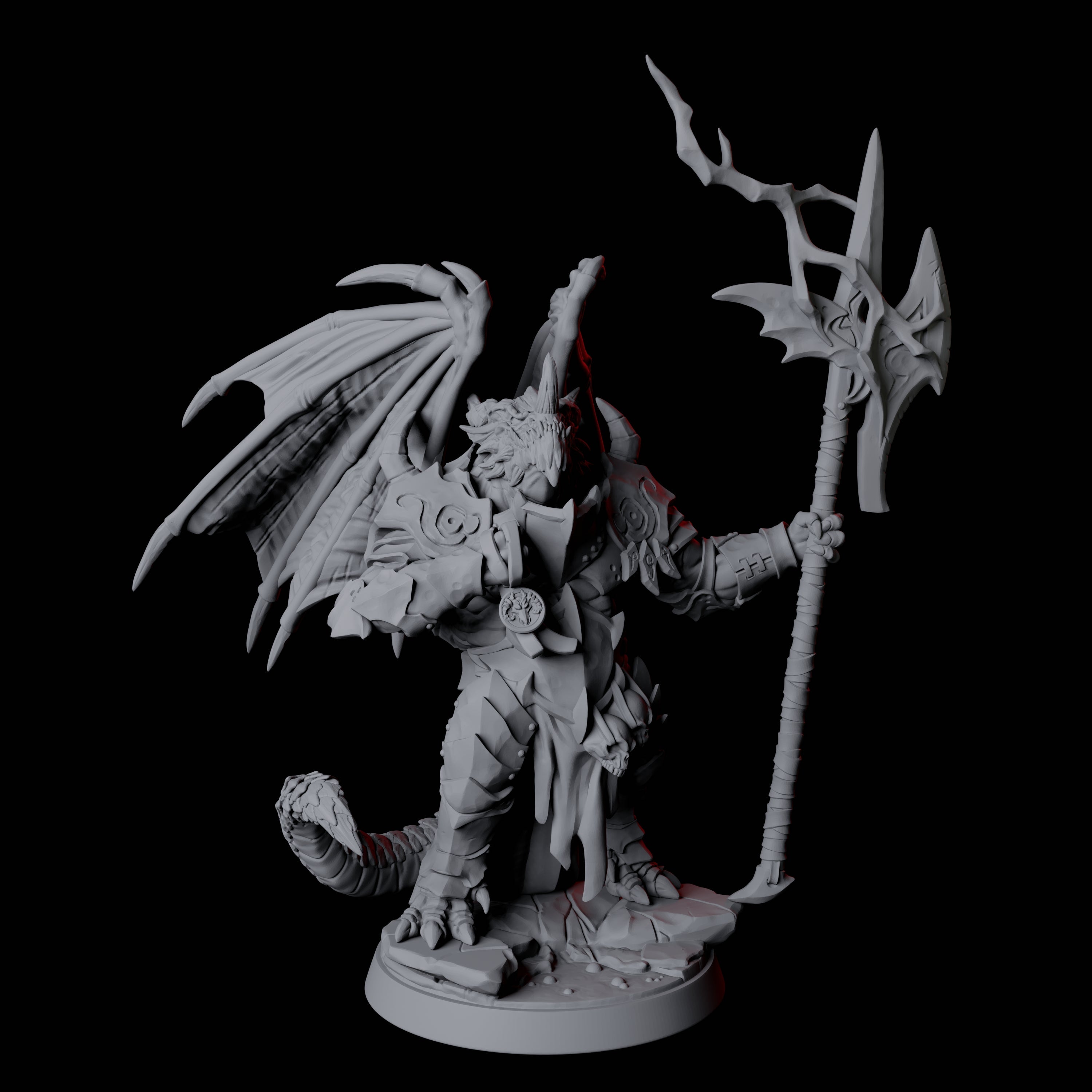 Winged Dragonborn General Miniature for Dungeons and Dragons, Pathfinder or other TTRPGs