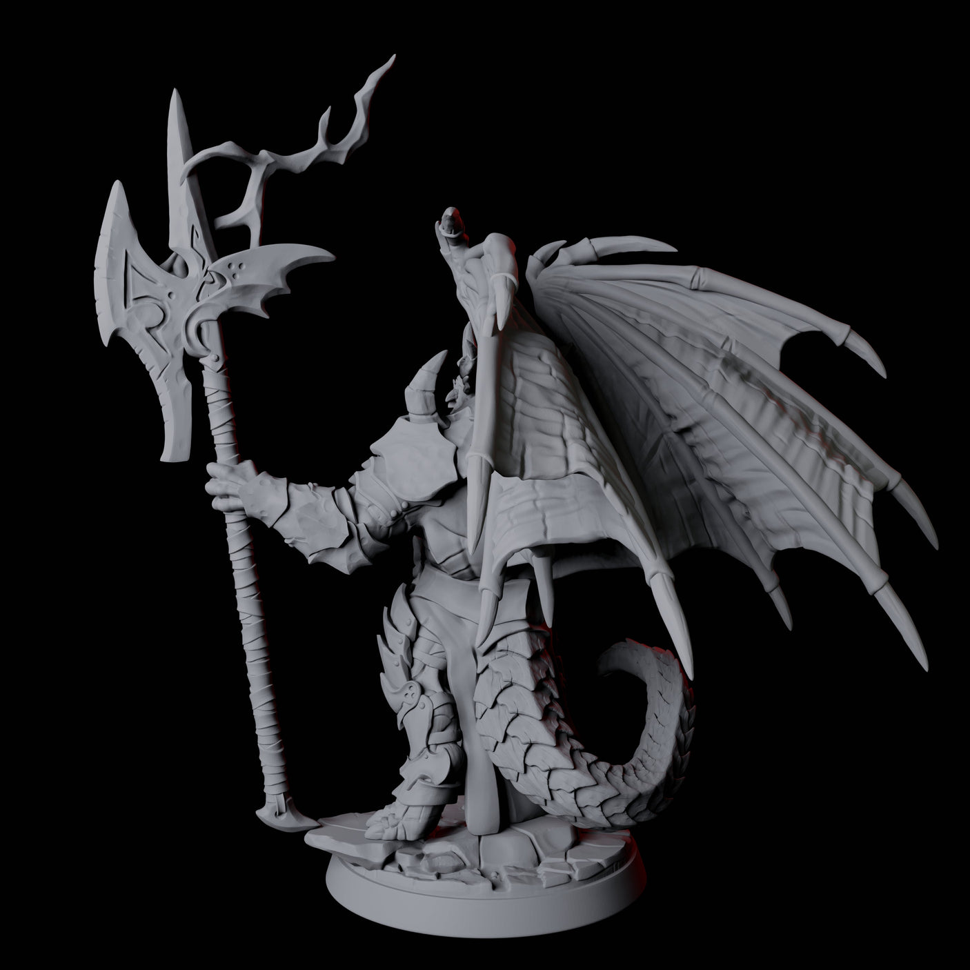 Winged Dragonborn General Miniature for Dungeons and Dragons, Pathfinder or other TTRPGs