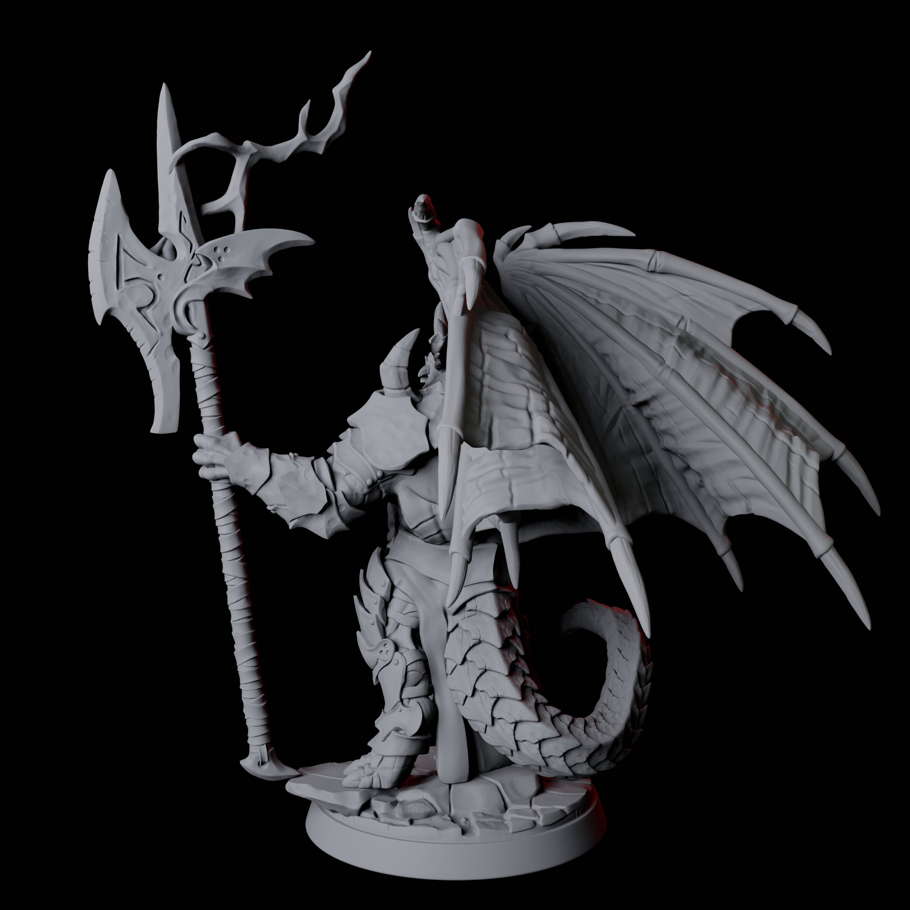 Winged Dragonborn General Miniature for Dungeons and Dragons, Pathfinder or other TTRPGs