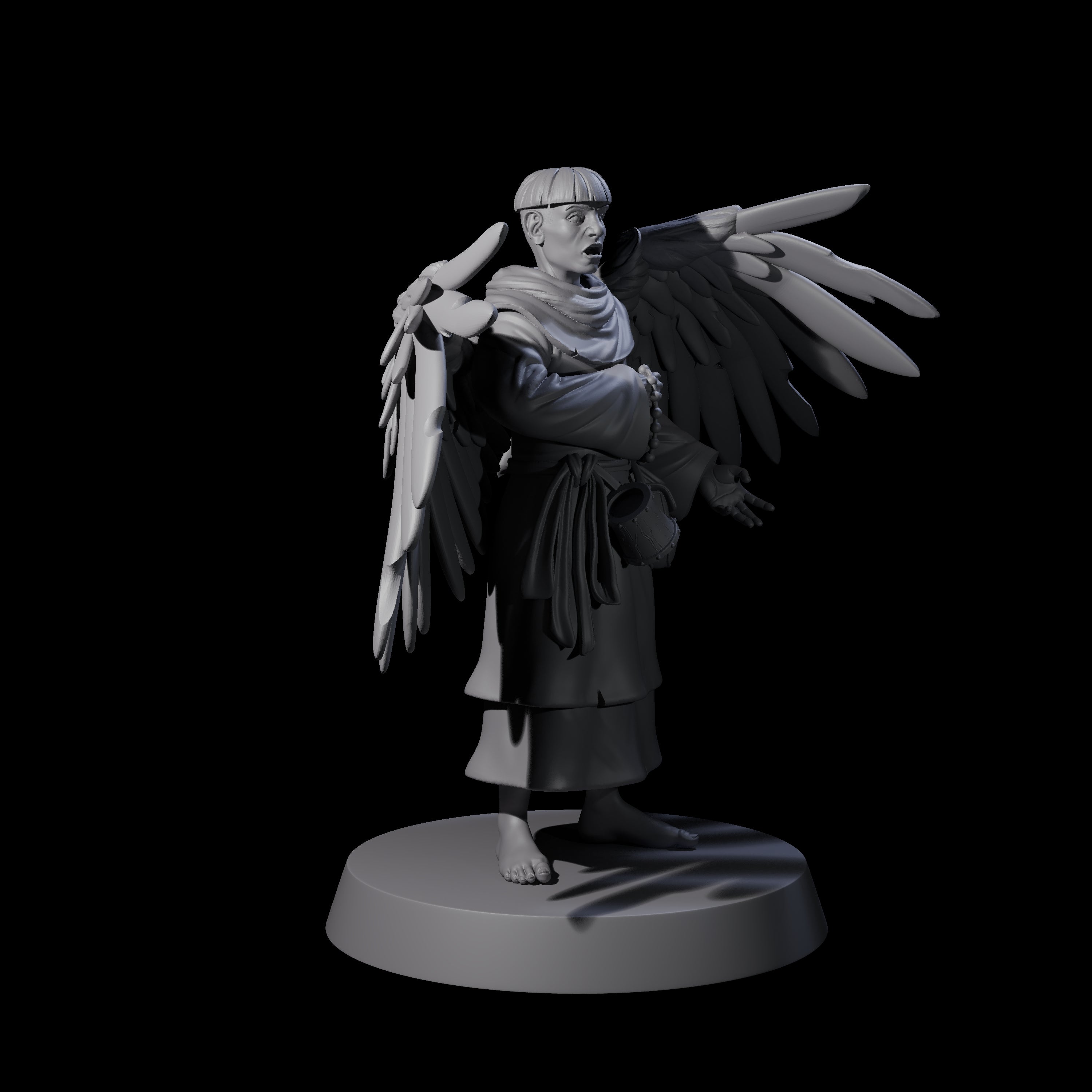 Winged Monk Miniature for Dungeons and Dragons, Pathfinder or other TTRPGs