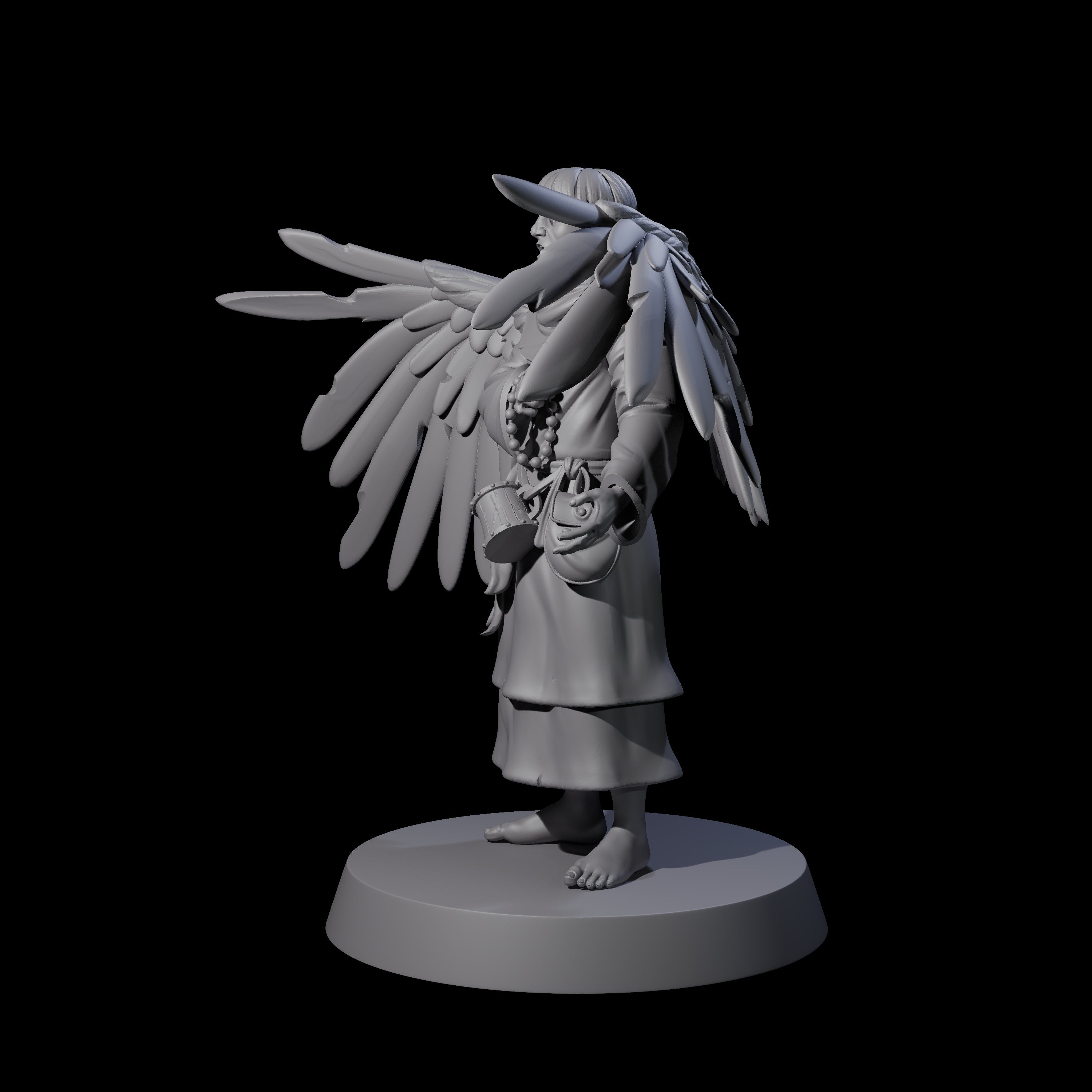 Winged Monk Miniature for Dungeons and Dragons, Pathfinder or other TTRPGs