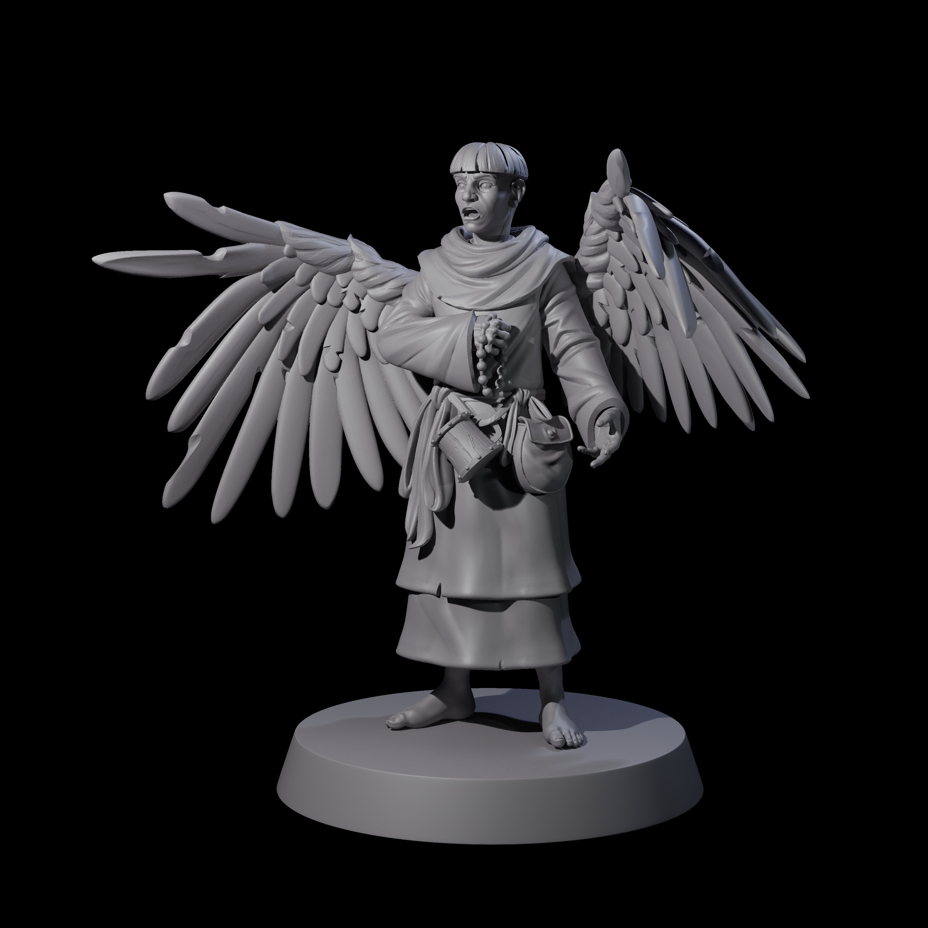 Winged Monk Miniature for Dungeons and Dragons, Pathfinder or other TTRPGs