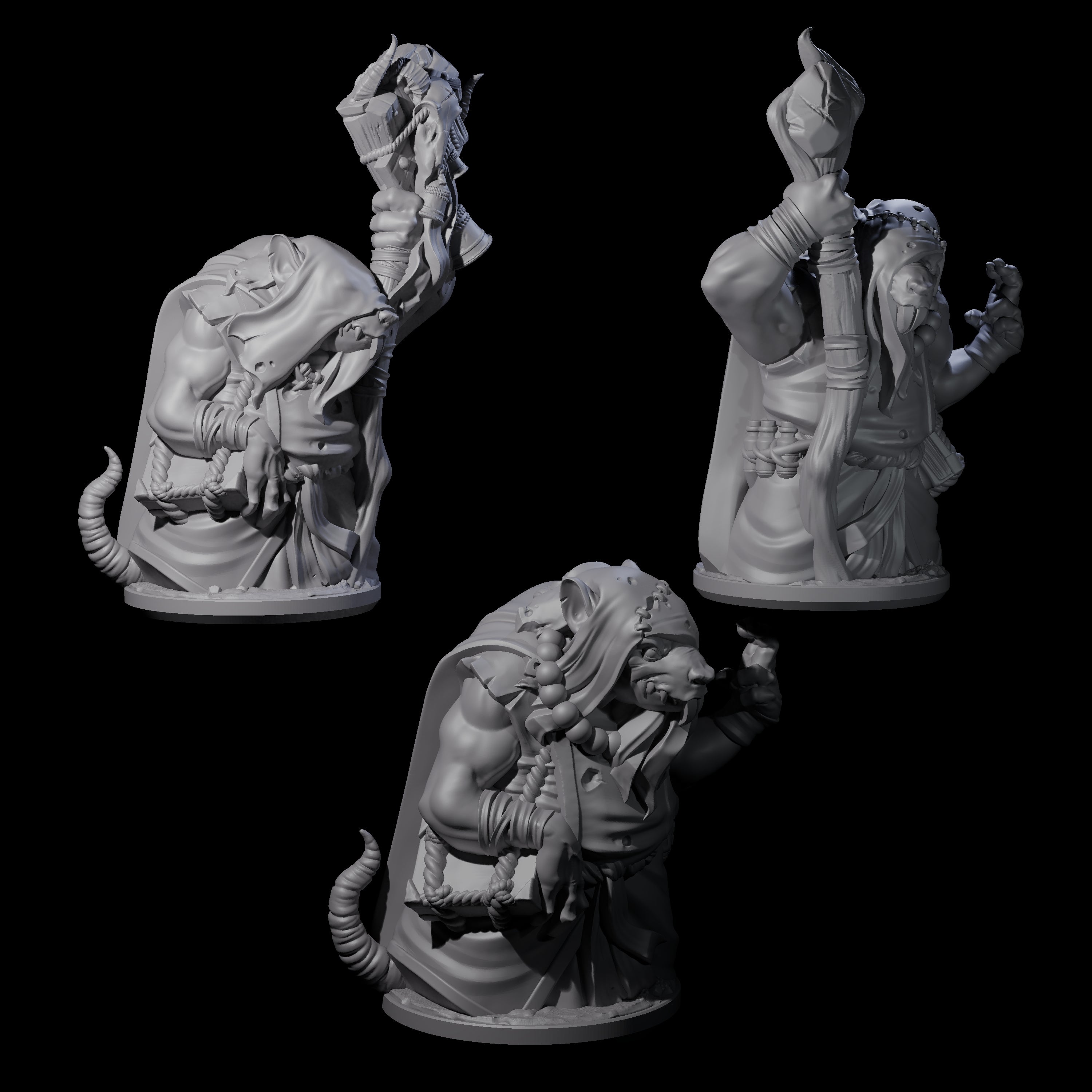Withering Ratfolk Plaguecrafters Miniature for Dungeons and Dragons, Pathfinder or other TTRPGs