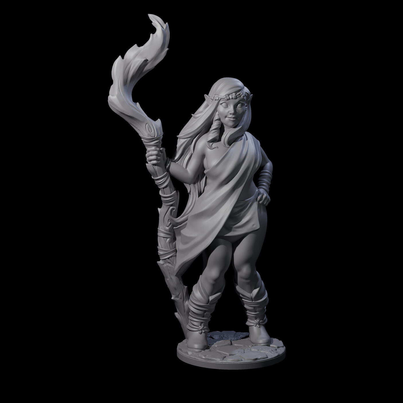 Wooded Elf Mage A Miniature for Dungeons and Dragons, Pathfinder or other TTRPGs