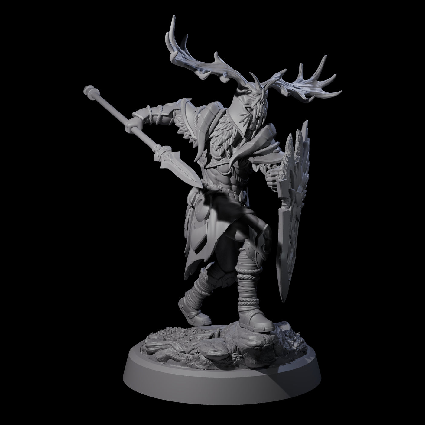 Woodland Armoured Elf Fighter C Miniature for Dungeons and Dragons, Pathfinder or other TTRPGs