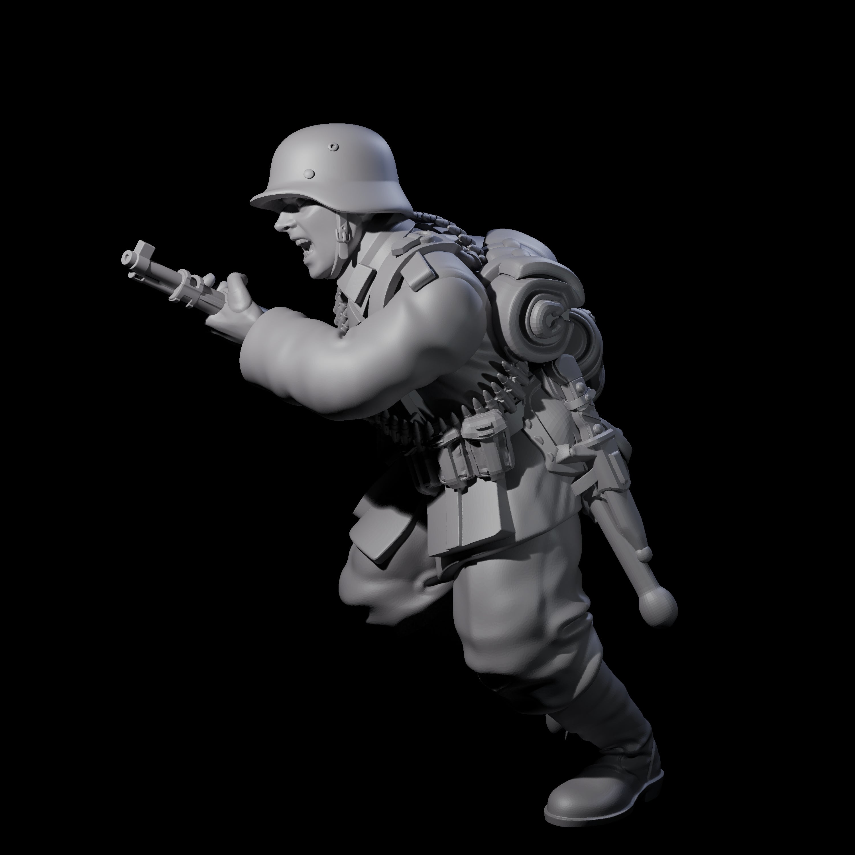 World War 2 Sprinting German Gunner Assistant A Miniature for Dungeons and Dragons, Pathfinder or other TTRPGs