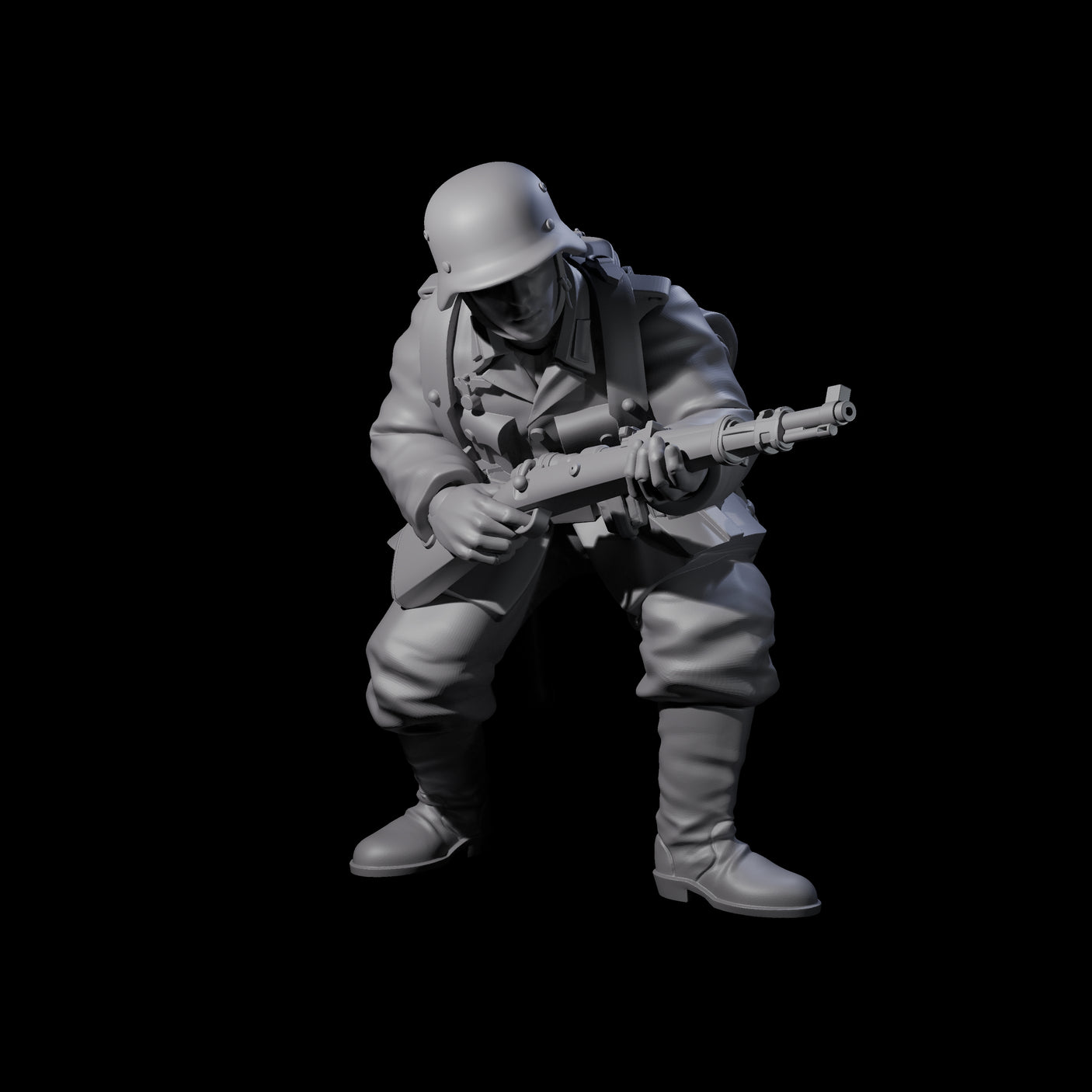 World War 2 Under Fire German Rifleman B Miniature for Dungeons and Dragons, Pathfinder or other TTRPGs