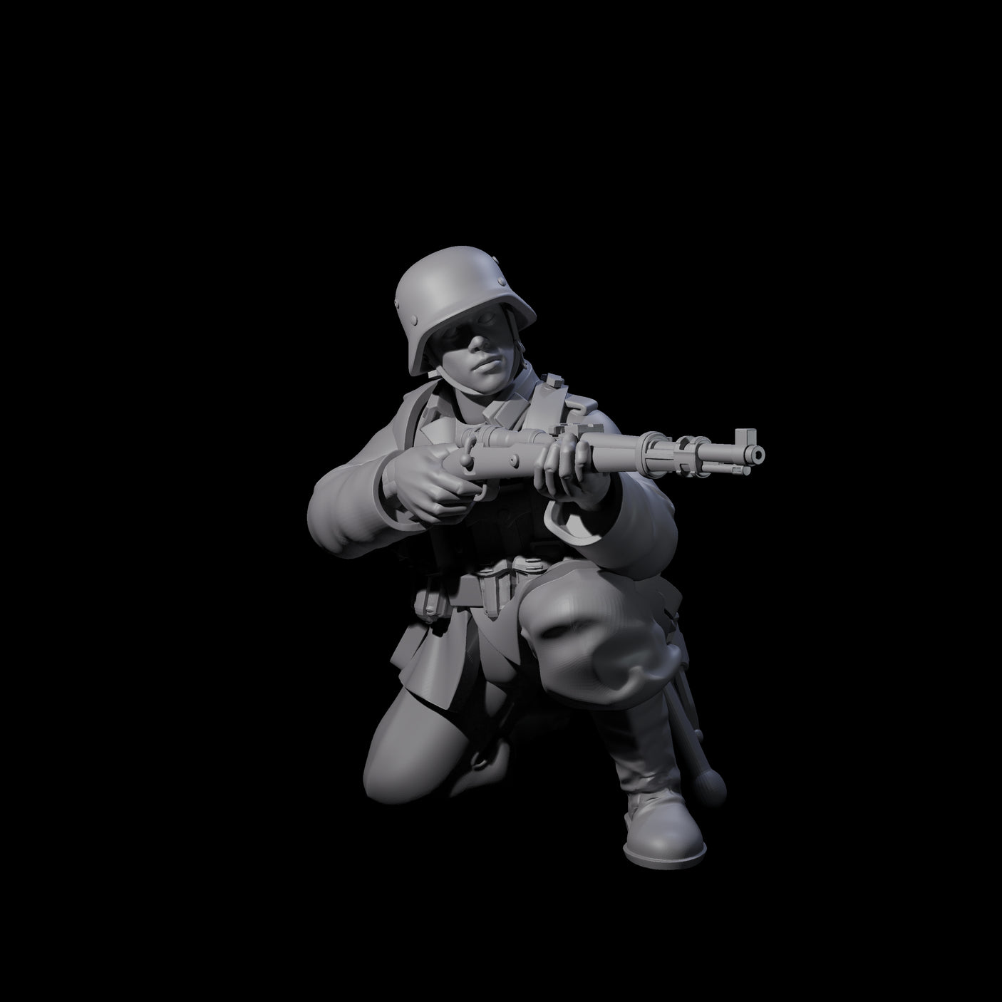 World War 2 Under Fire German Riflemen Miniature for Dungeons and Dragons, Pathfinder or other TTRPGs