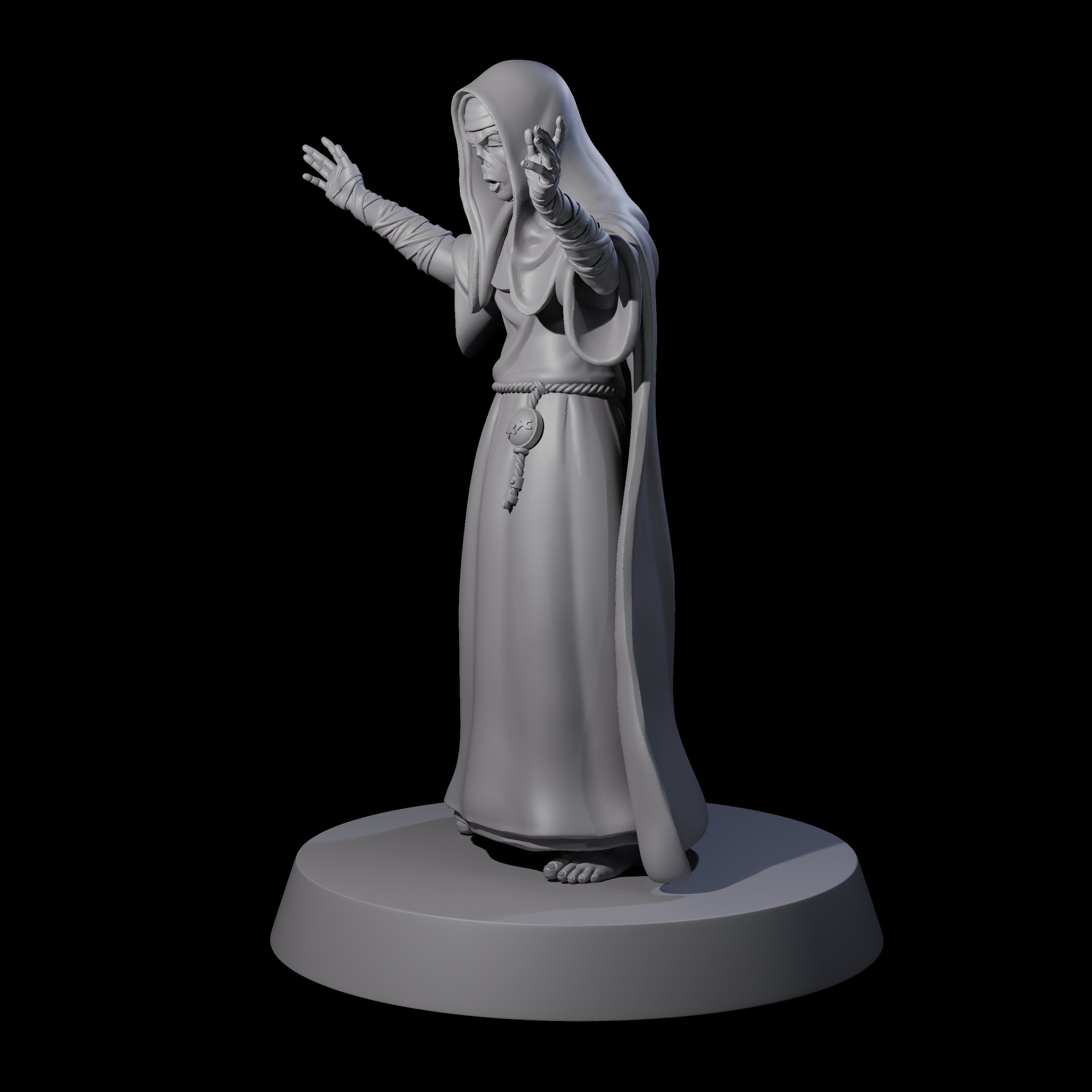 Worshipping Undead Nun Miniature for Dungeons and Dragons, Pathfinder or other TTRPGs