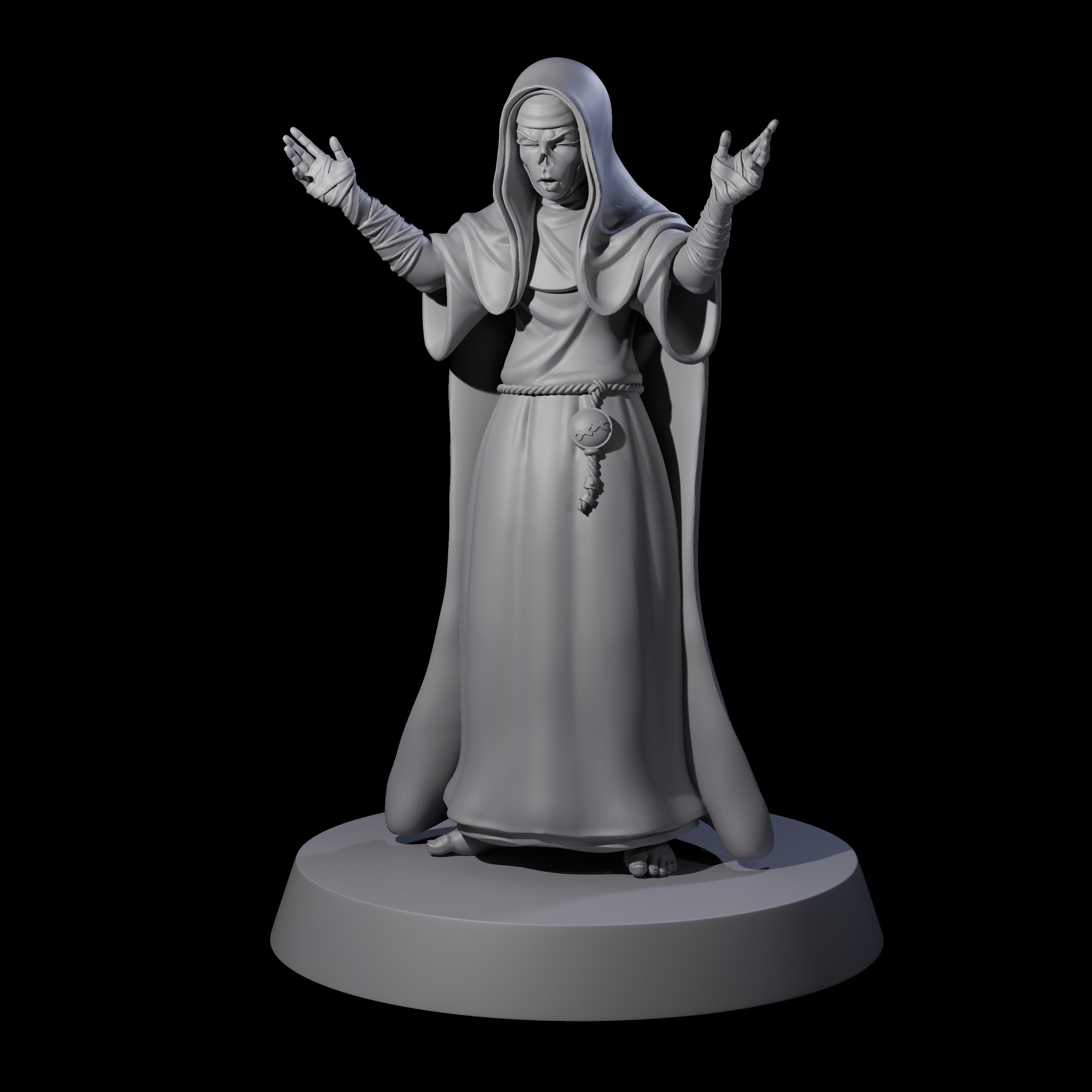 Worshipping Undead Nun Miniature for Dungeons and Dragons, Pathfinder or other TTRPGs