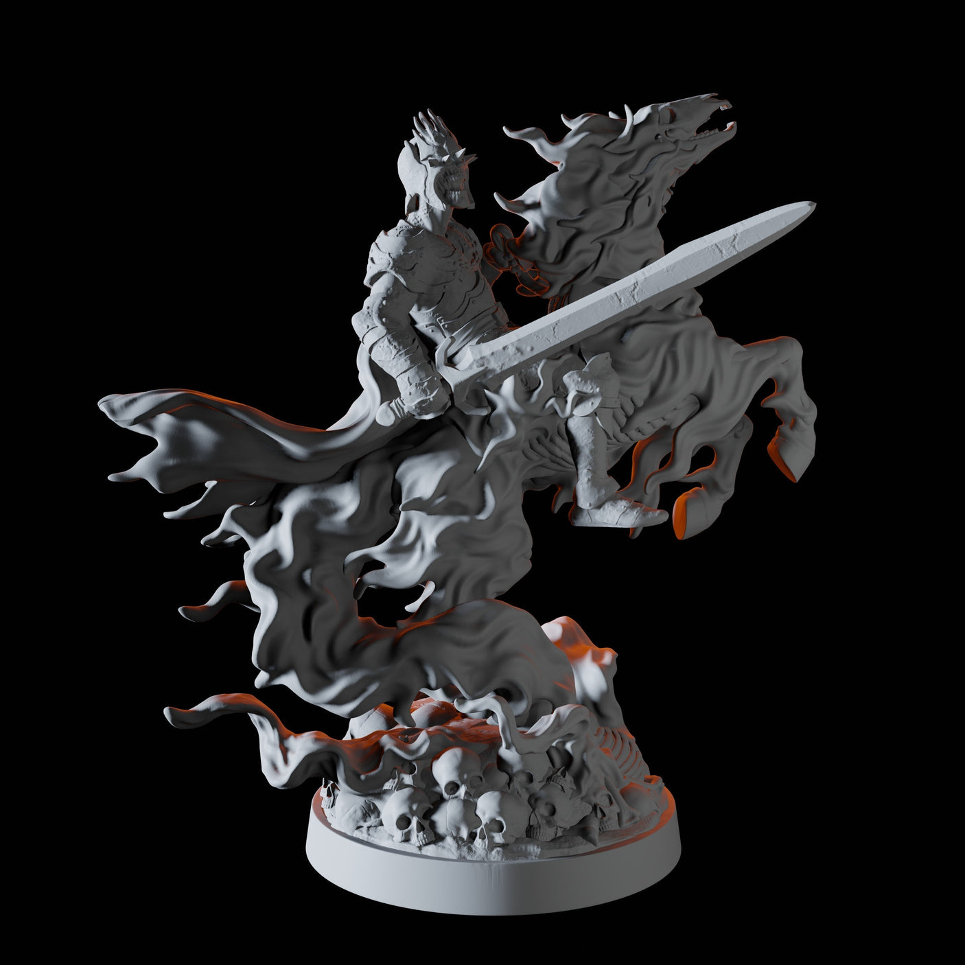 Wraith Knight Miniature for Dungeons and Dragons, Pathfinder or other TTRPGs