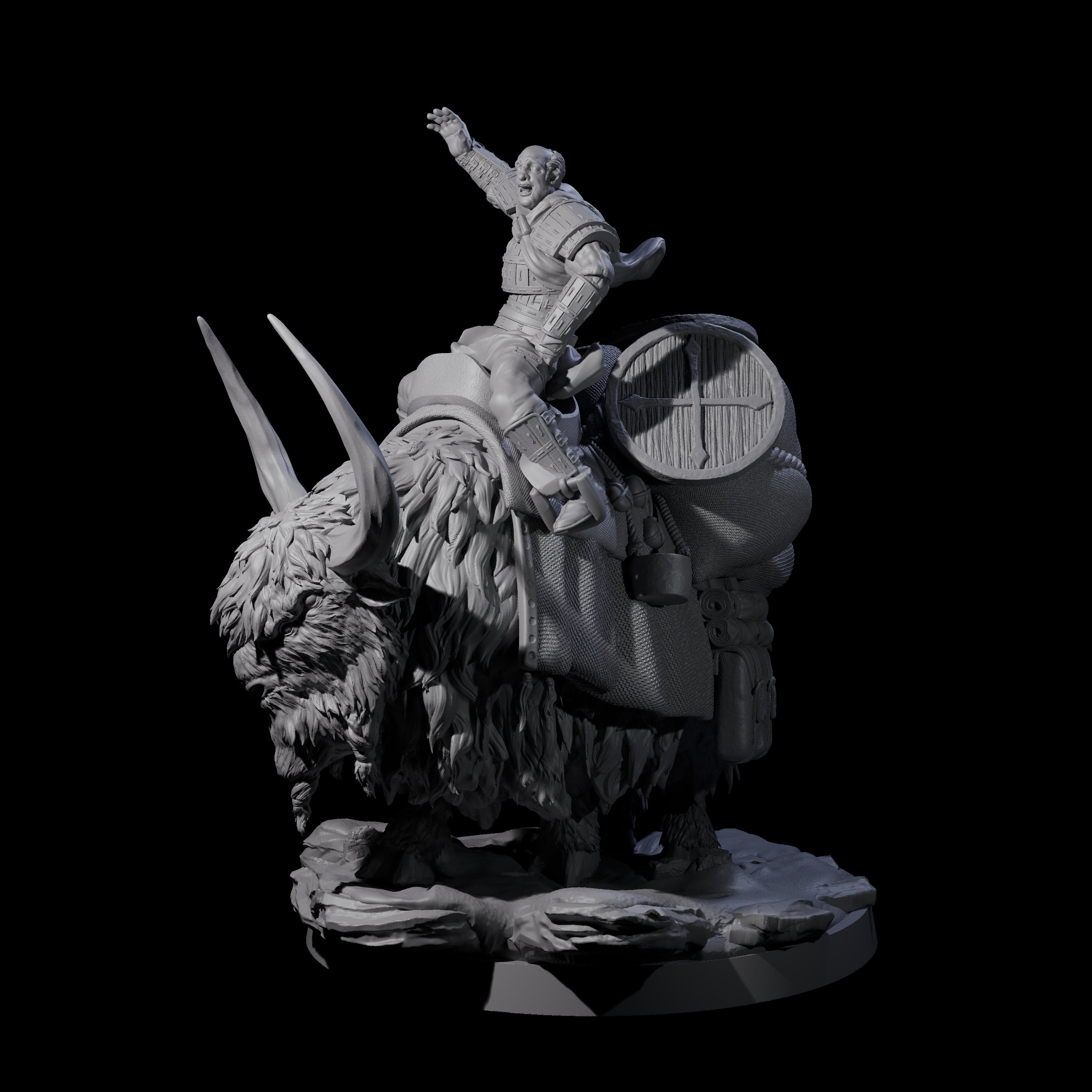 Yak Riding Merchant Miniature for Dungeons and Dragons, Pathfinder or other TTRPGs