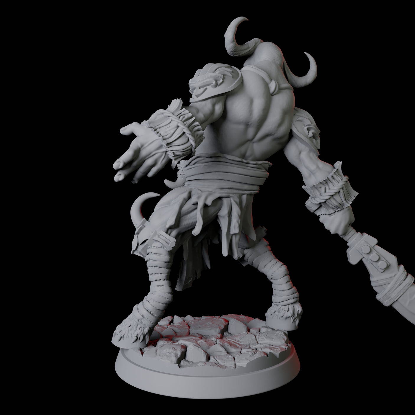 Yakfolk with Stone Sword Miniature for Dungeons and Dragons, Pathfinder or other TTRPGs