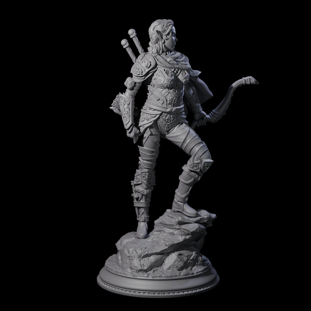 Young Elf Hunter Miniature for Dungeons and Dragons, Pathfinder or other TTRPGs