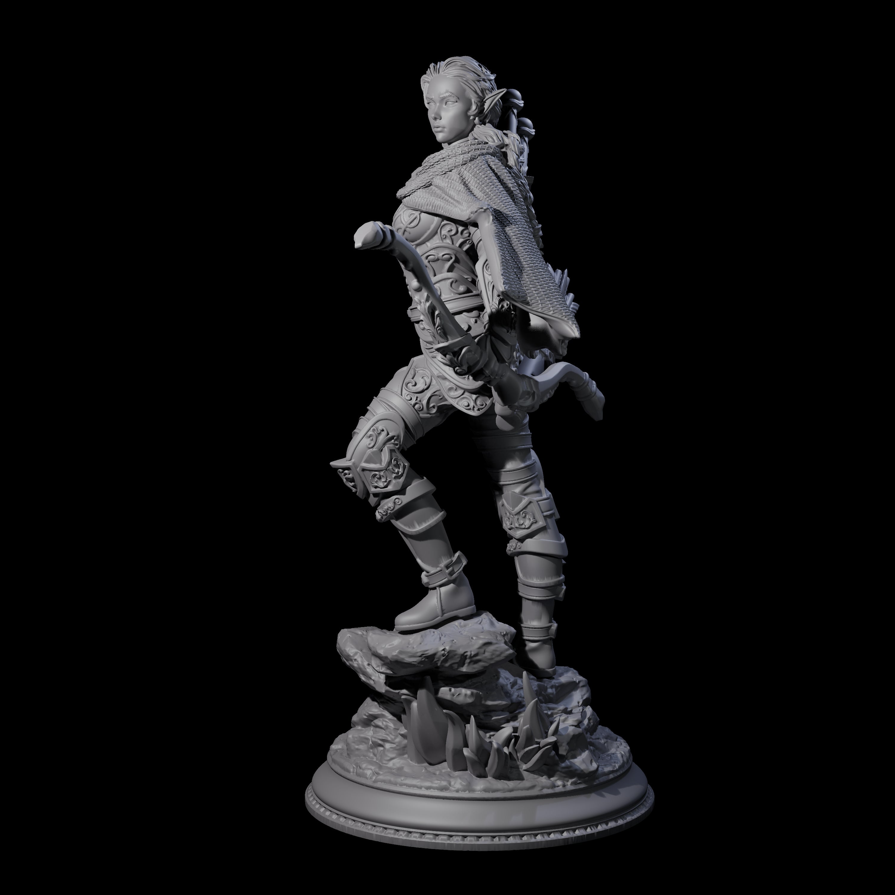 Young Elf Hunter Miniature for Dungeons and Dragons, Pathfinder or other TTRPGs