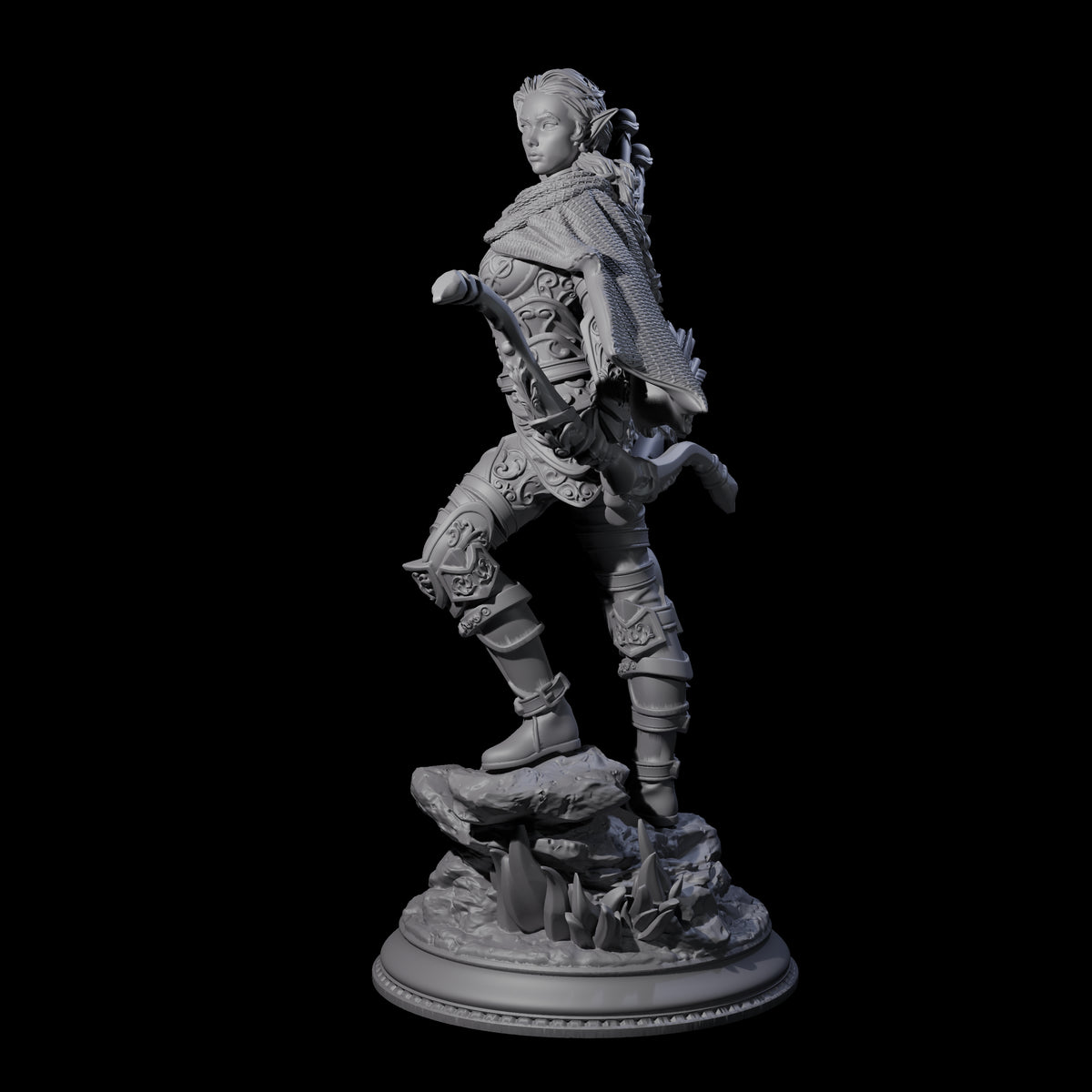 Young Elf Hunter Miniature for Dungeons and Dragons, Pathfinder or other TTRPGs