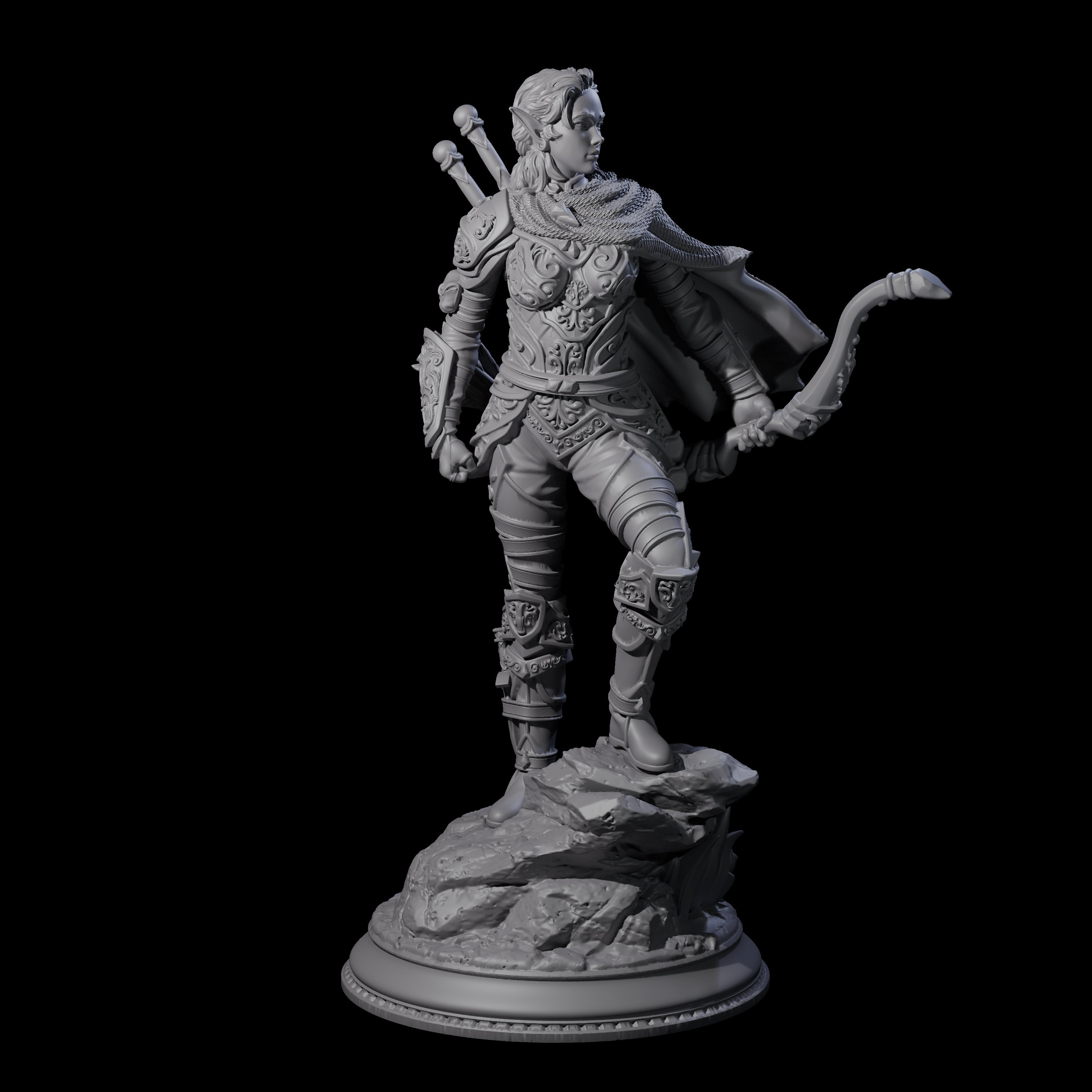 Young Elf Hunter Miniature for Dungeons and Dragons, Pathfinder or other TTRPGs