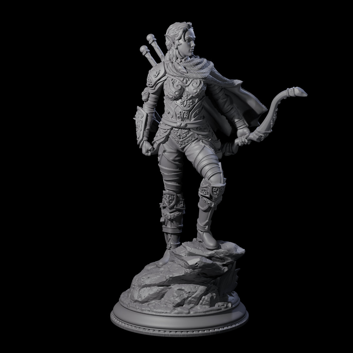 Young Elf Hunter Miniature for Dungeons and Dragons, Pathfinder or other TTRPGs