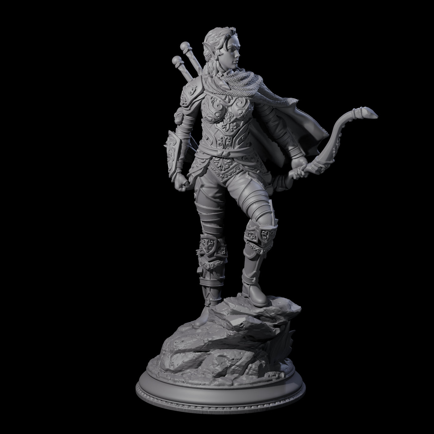 Young Elf Hunter Miniature for Dungeons and Dragons, Pathfinder or other TTRPGs